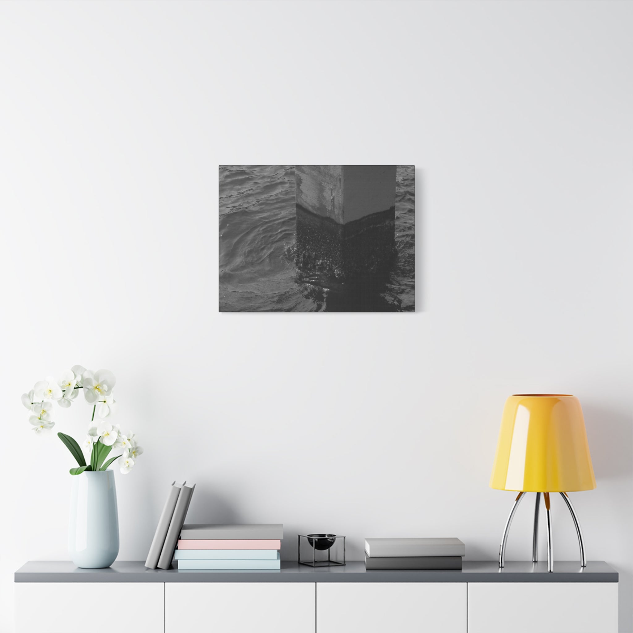 Black & White Pier Pillar Canvas - Matte Stretched Wall Art