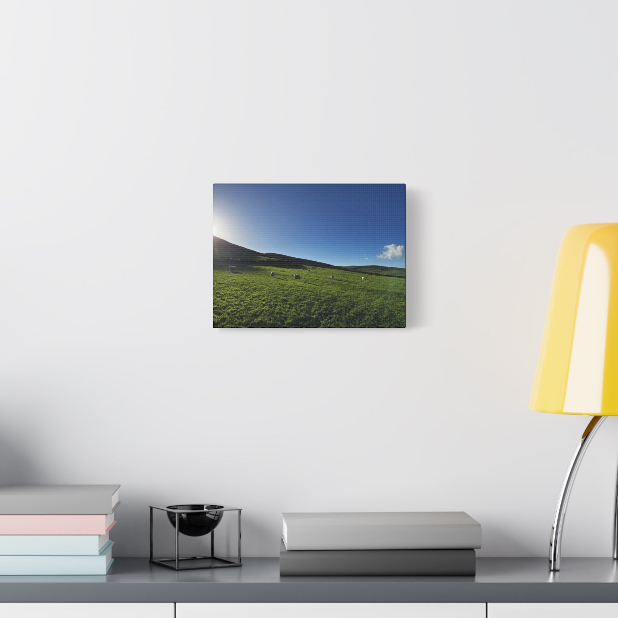 Irish sheep Pasture Canvas Print — Sheep Landscape Matte Stretched Wall Art