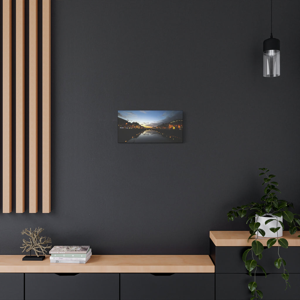 Dublin River Liffey Sunset Matte Canvas Print — Stretched Wall Art
