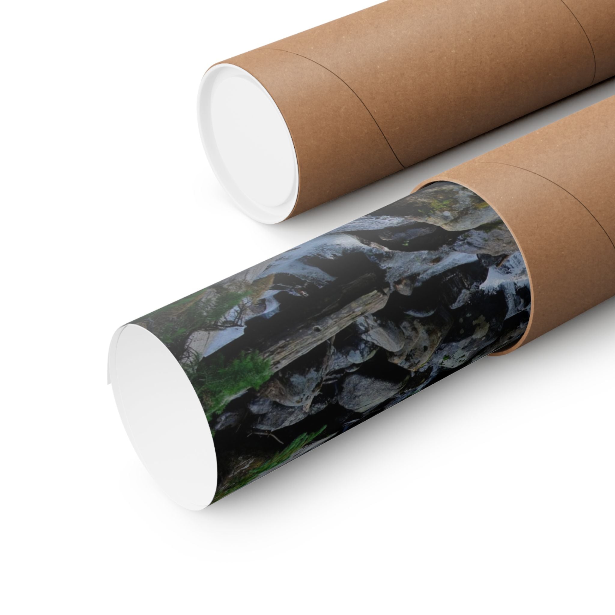 Mountain Stream Forest Matte Poster — Vertical Nature Wall Art
