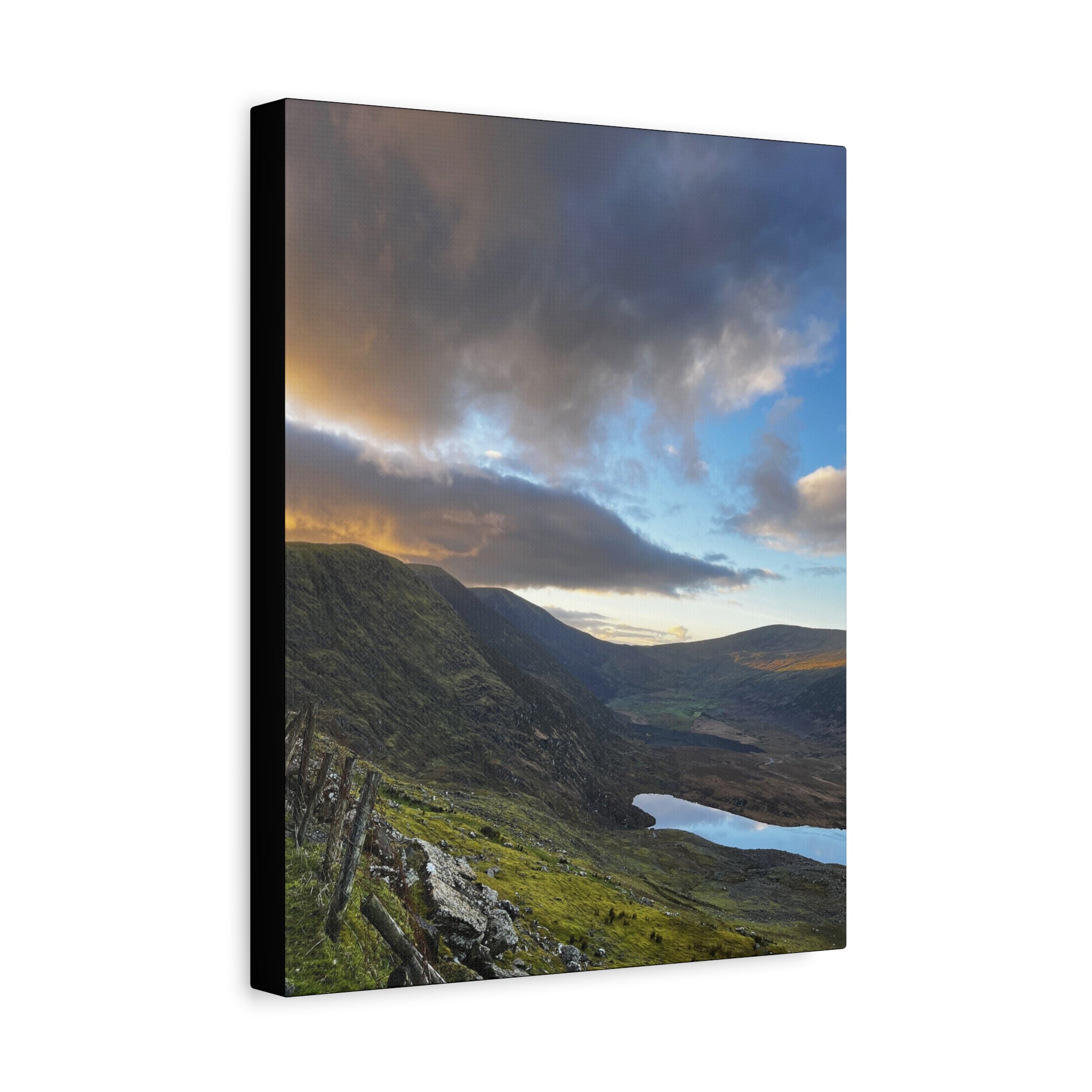 Rocky Irish Hills Canvas – Dramatic Mountain Valley Sunset Wall Art