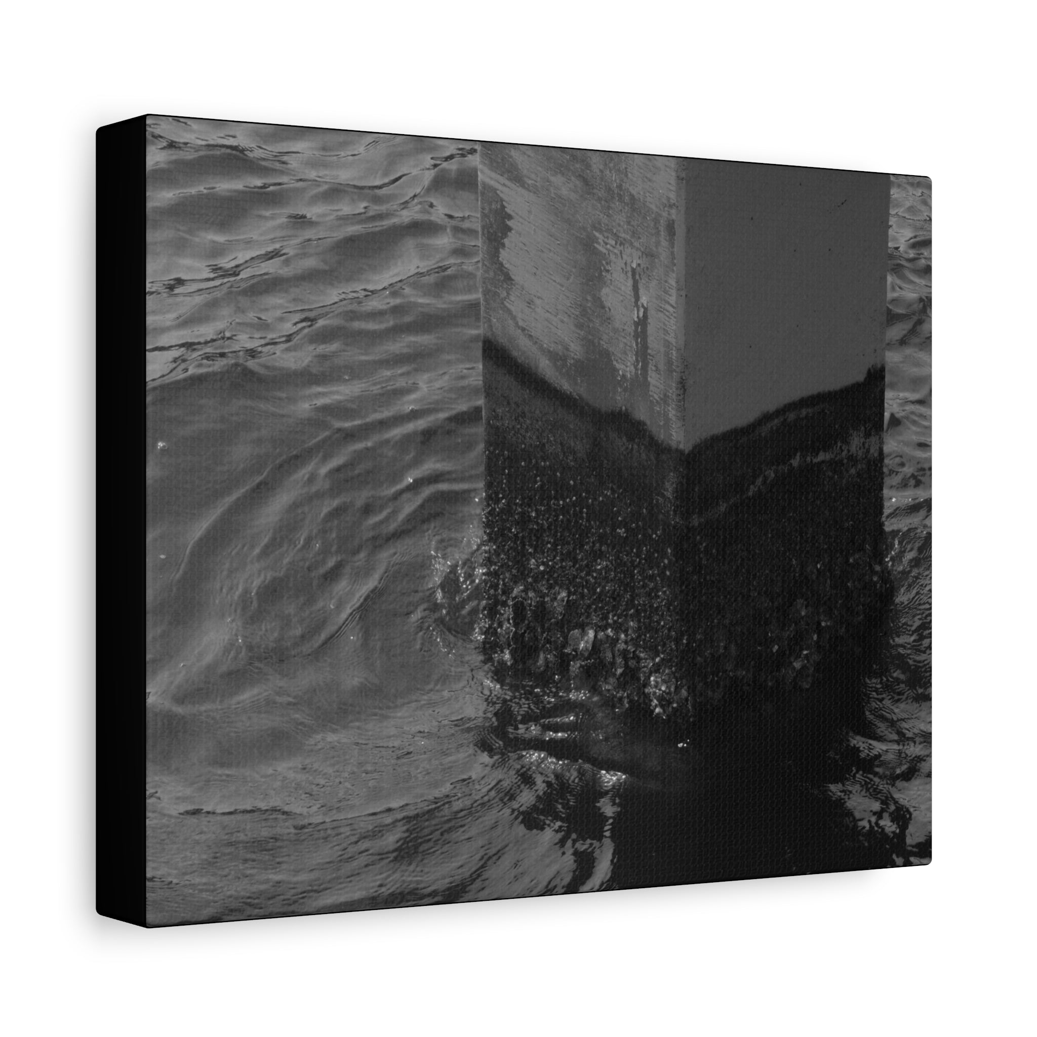Black & White Pier Pillar Canvas - Matte Stretched Wall Art