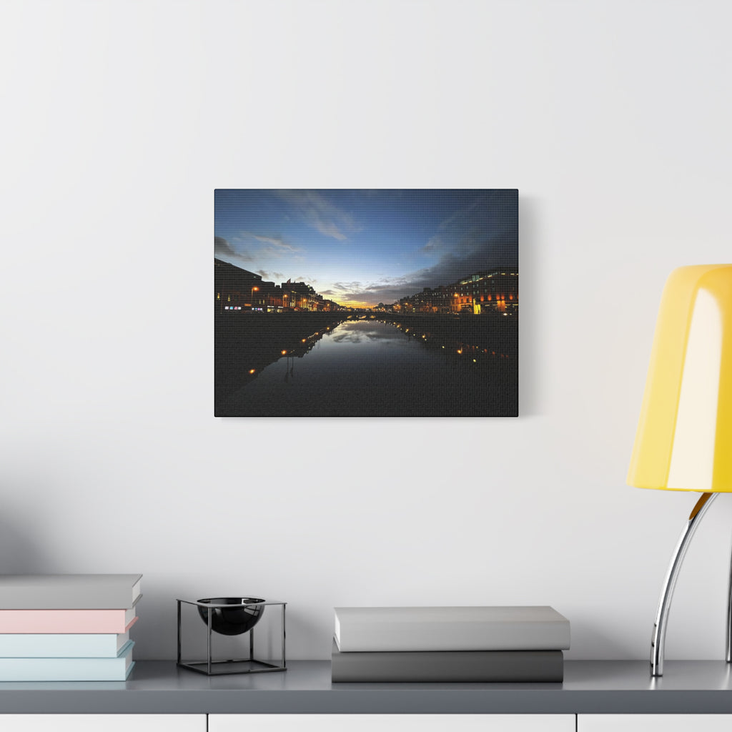 Dublin River Liffey Sunset Matte Canvas Print — Stretched Wall Art