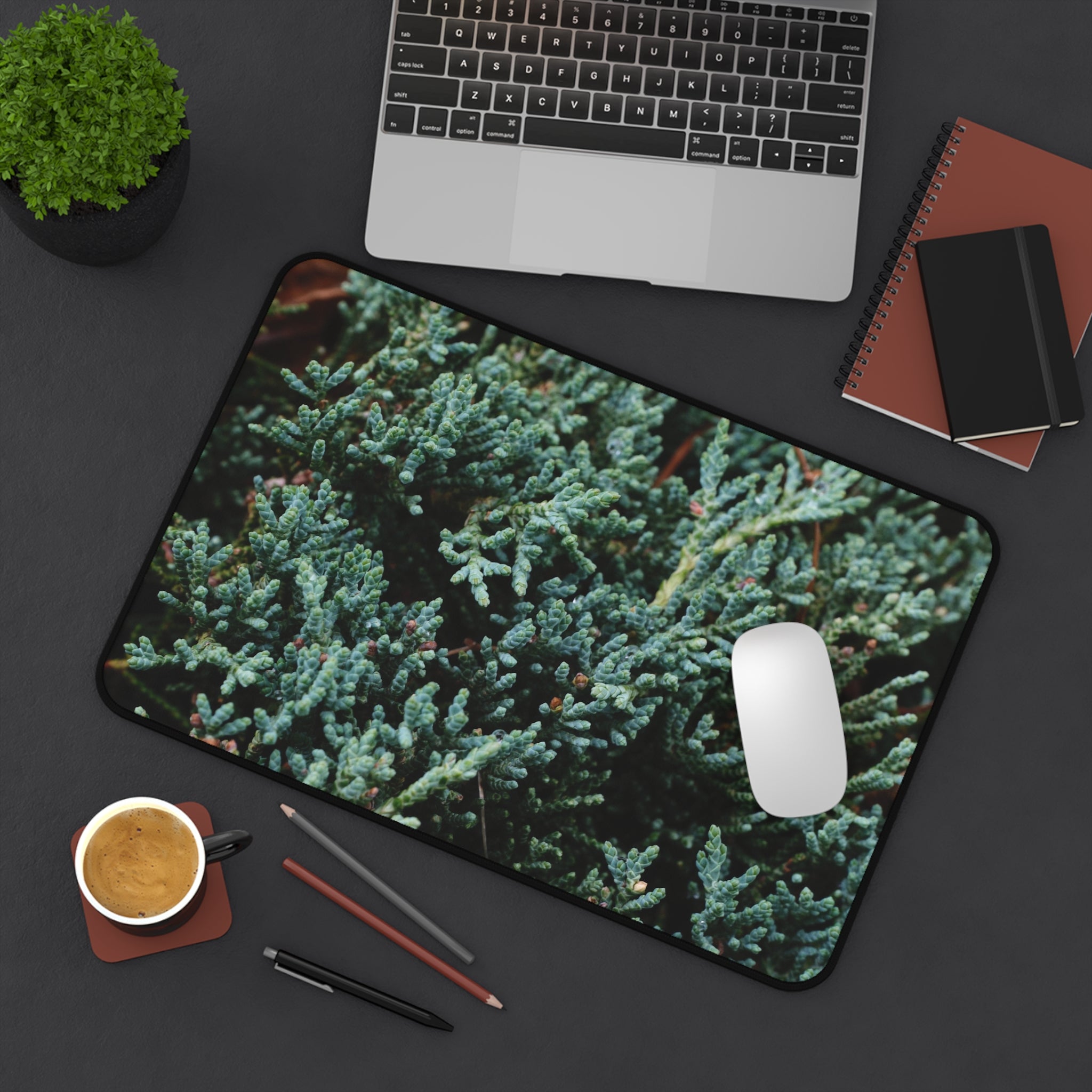 Evergreen Juniper Desk Mat — Forest Green Botanical Mouse Pad