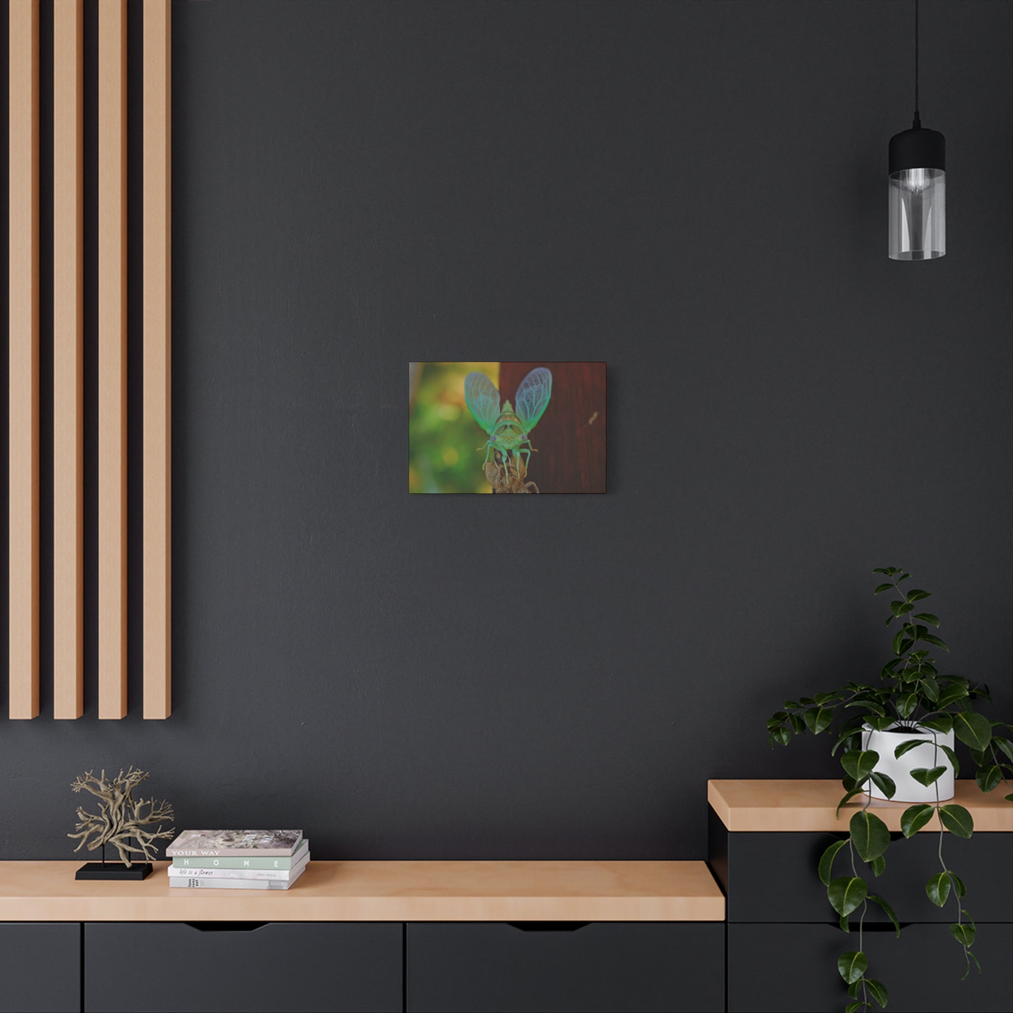 The Cutest Green Cicada Canvas Print - Matte Stretched Wall Art