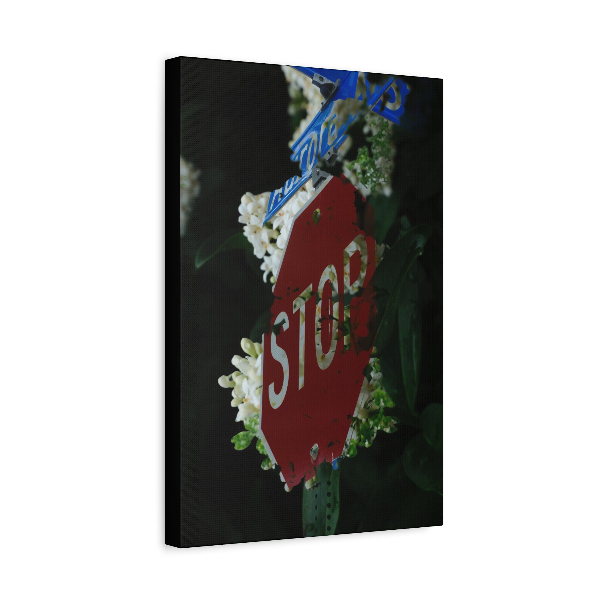 Stop Sign Floral Canvas Print — Matte Stretched Wall Art