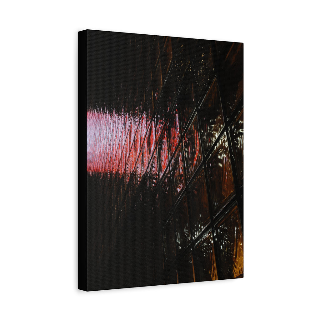 Abstract Reflection Matte Canvas Wall Art — Pink Neon Grid