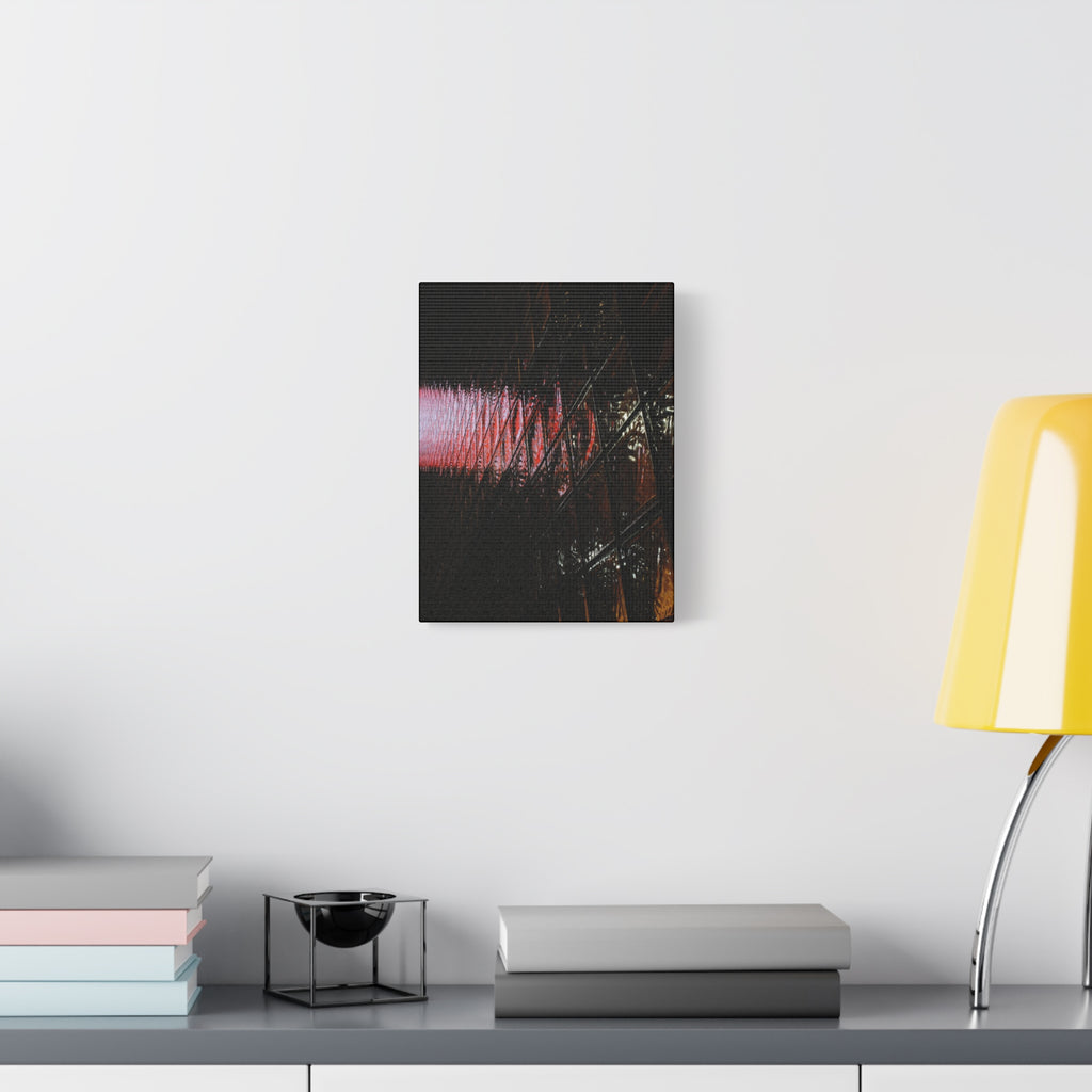 Abstract Reflection Matte Canvas Wall Art — Pink Neon Grid