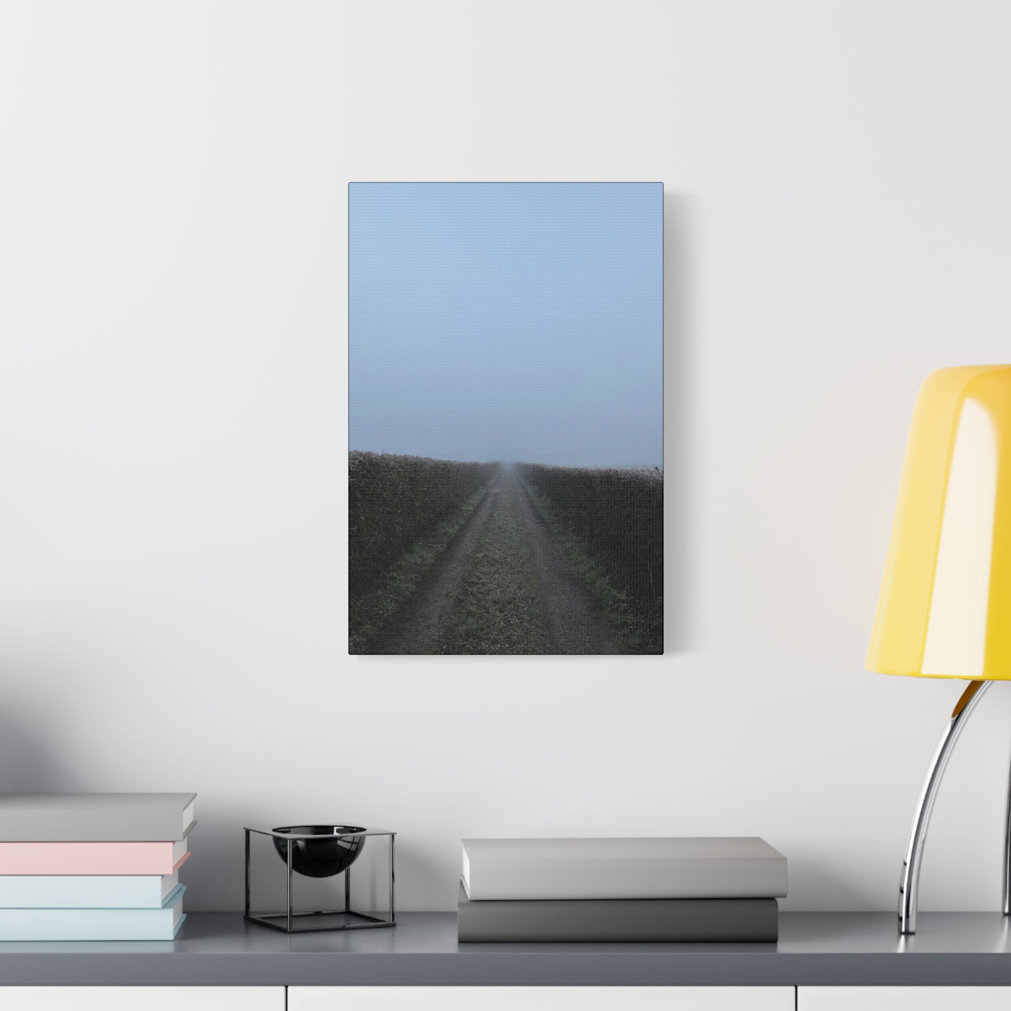 Foggy Country Lane Matte Canvas Wall Art — Stretched 1.25"