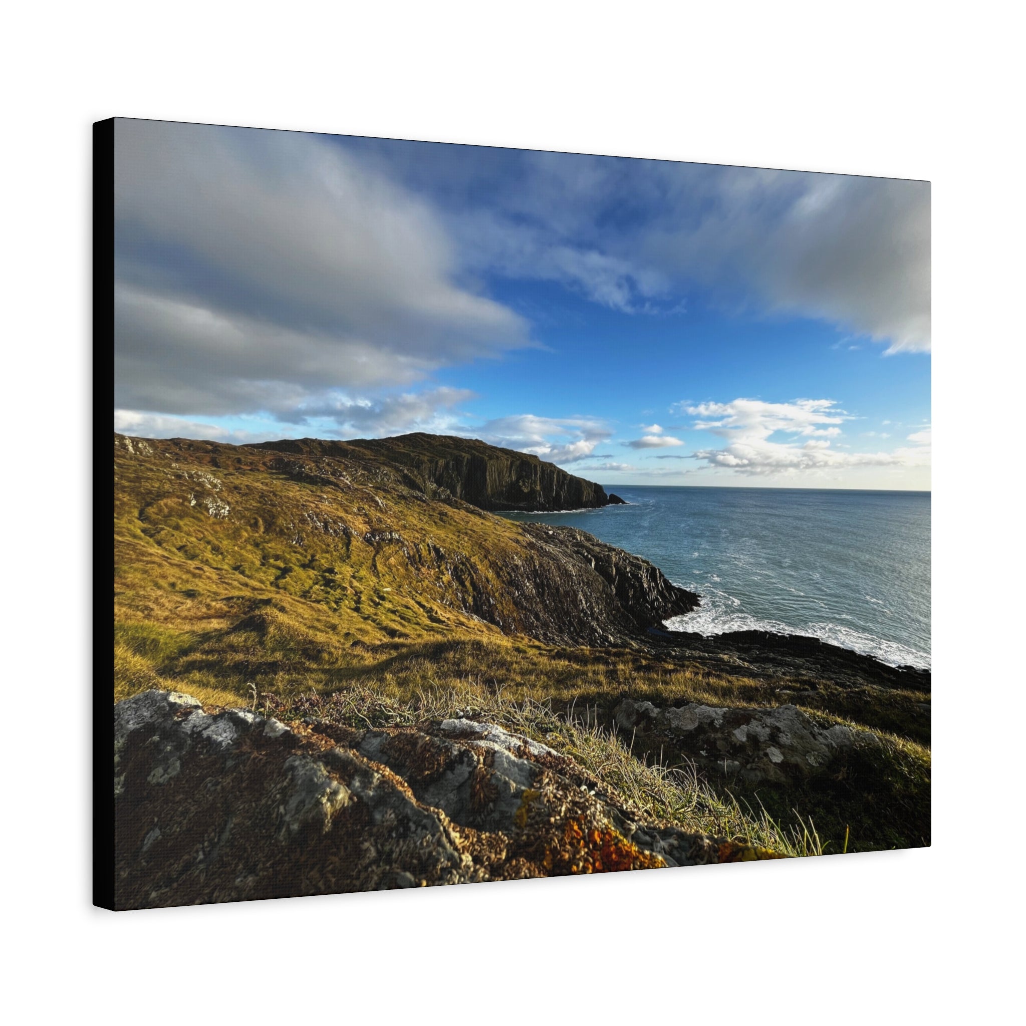 Emerald Isle Coastal Cliff Canvas Print – Seaside Landscape Matte Stretched Wall Art