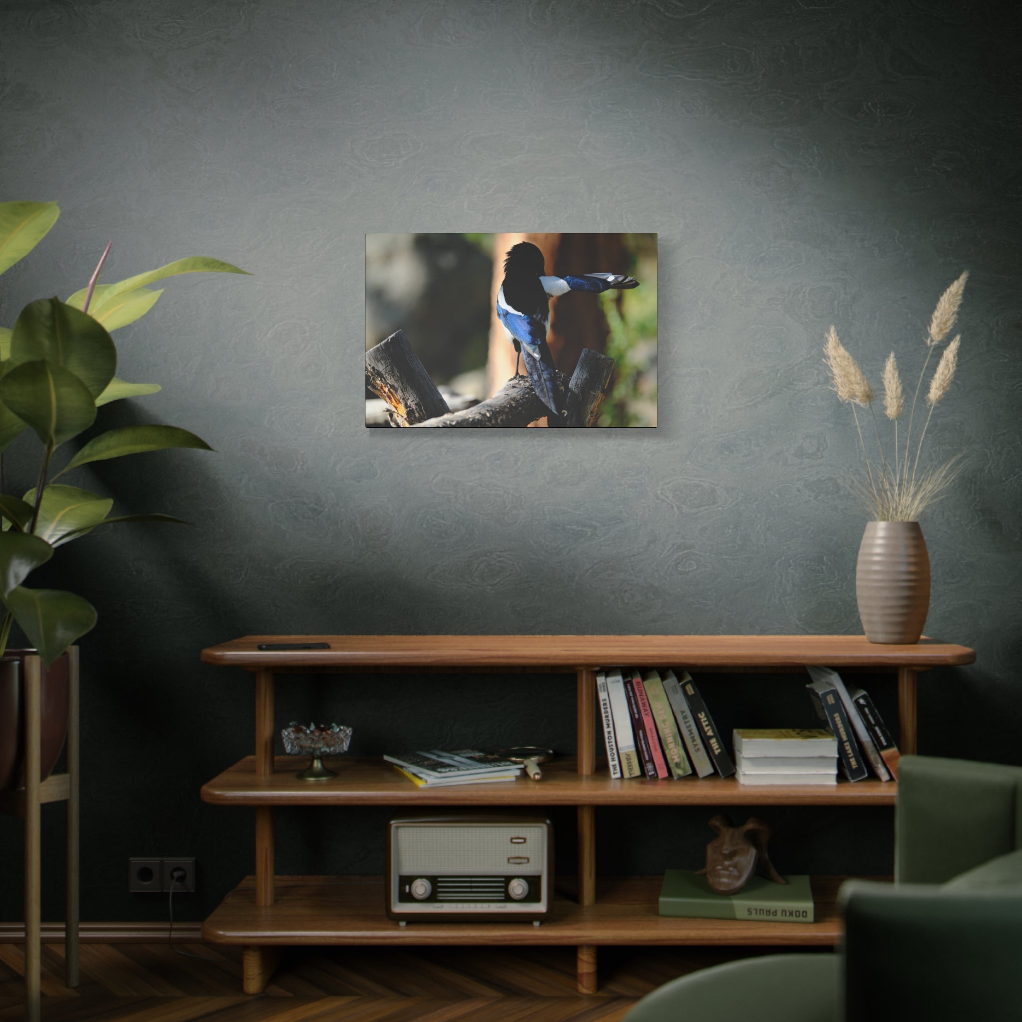 Black-billed Magpie Wildlife Canvas Print — Matte Stretched Wall Art