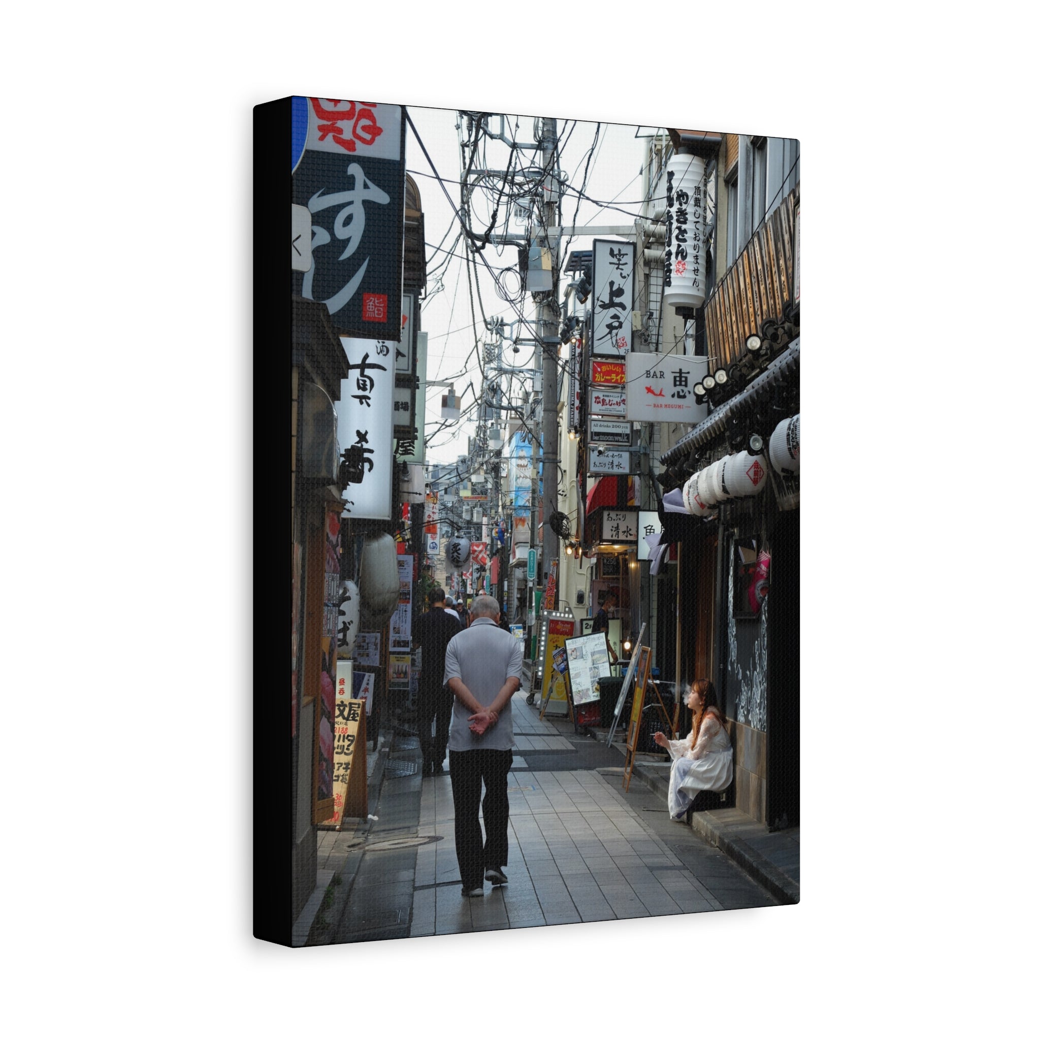 Osaka Alley Street Scene Matte Canvas – Stretched Urban Japan Wall Art