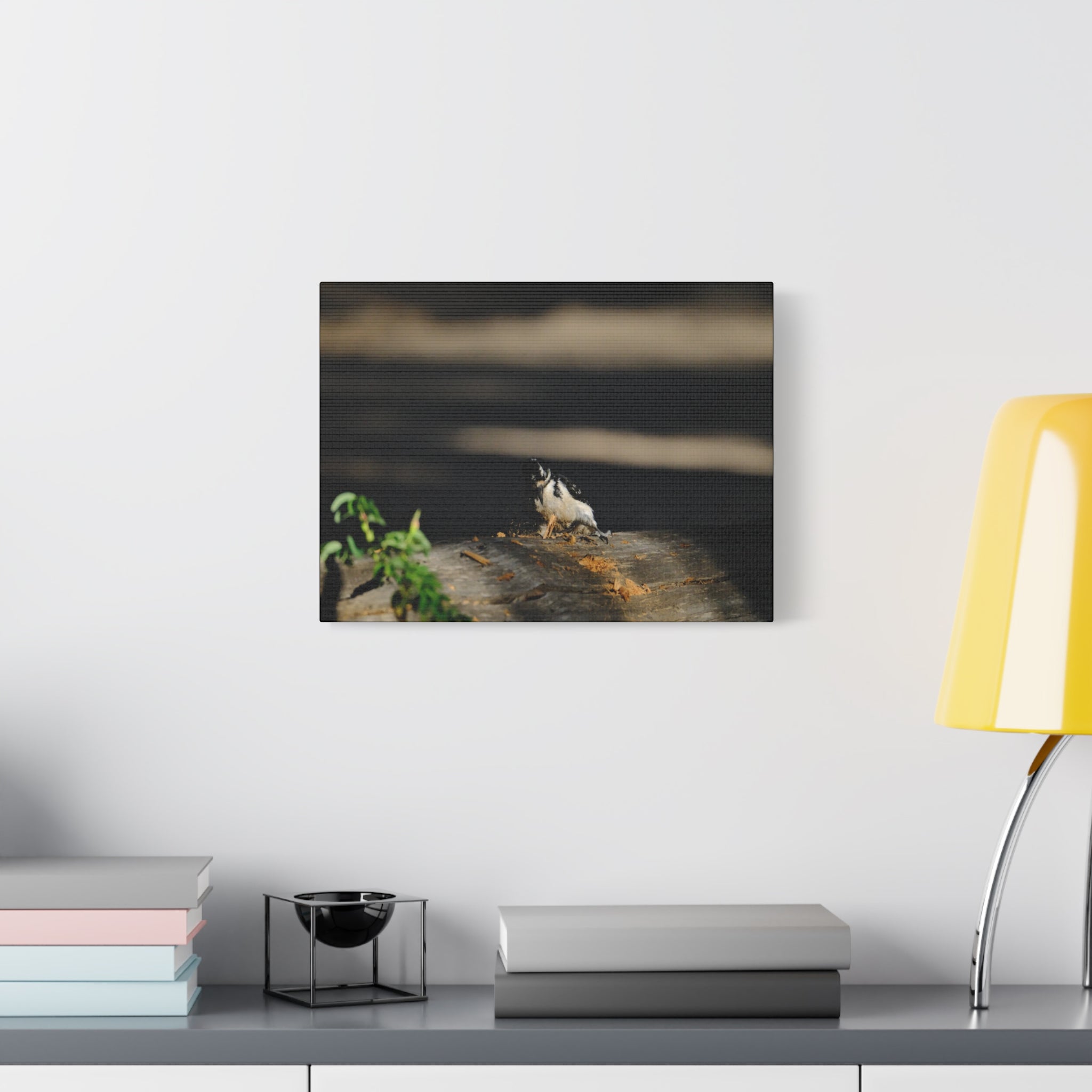 American Three-toed Woodpecker Hard At Work Canvas Wall Art