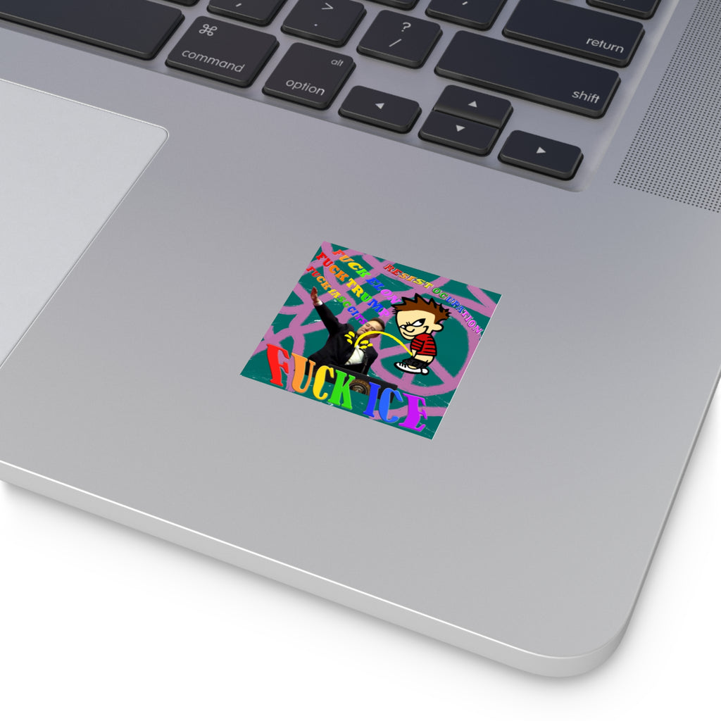 Societal Commentary Square Vinyl Sticker — Pro Human Rights Design