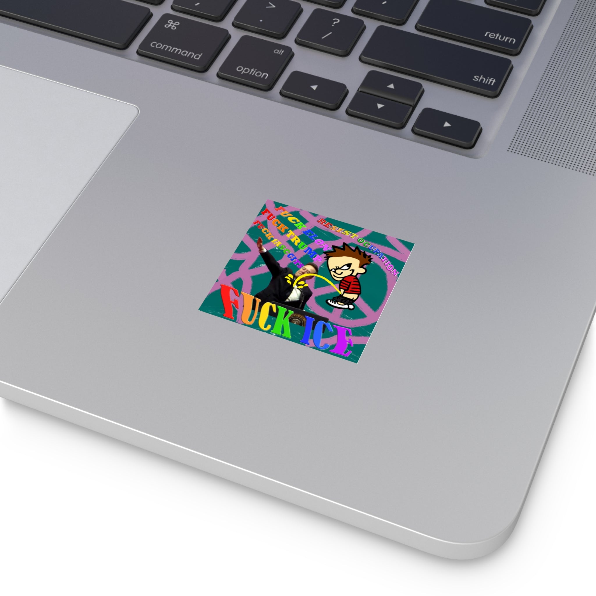 Societal Commentary Square Vinyl Sticker — Pro Human Rights Design