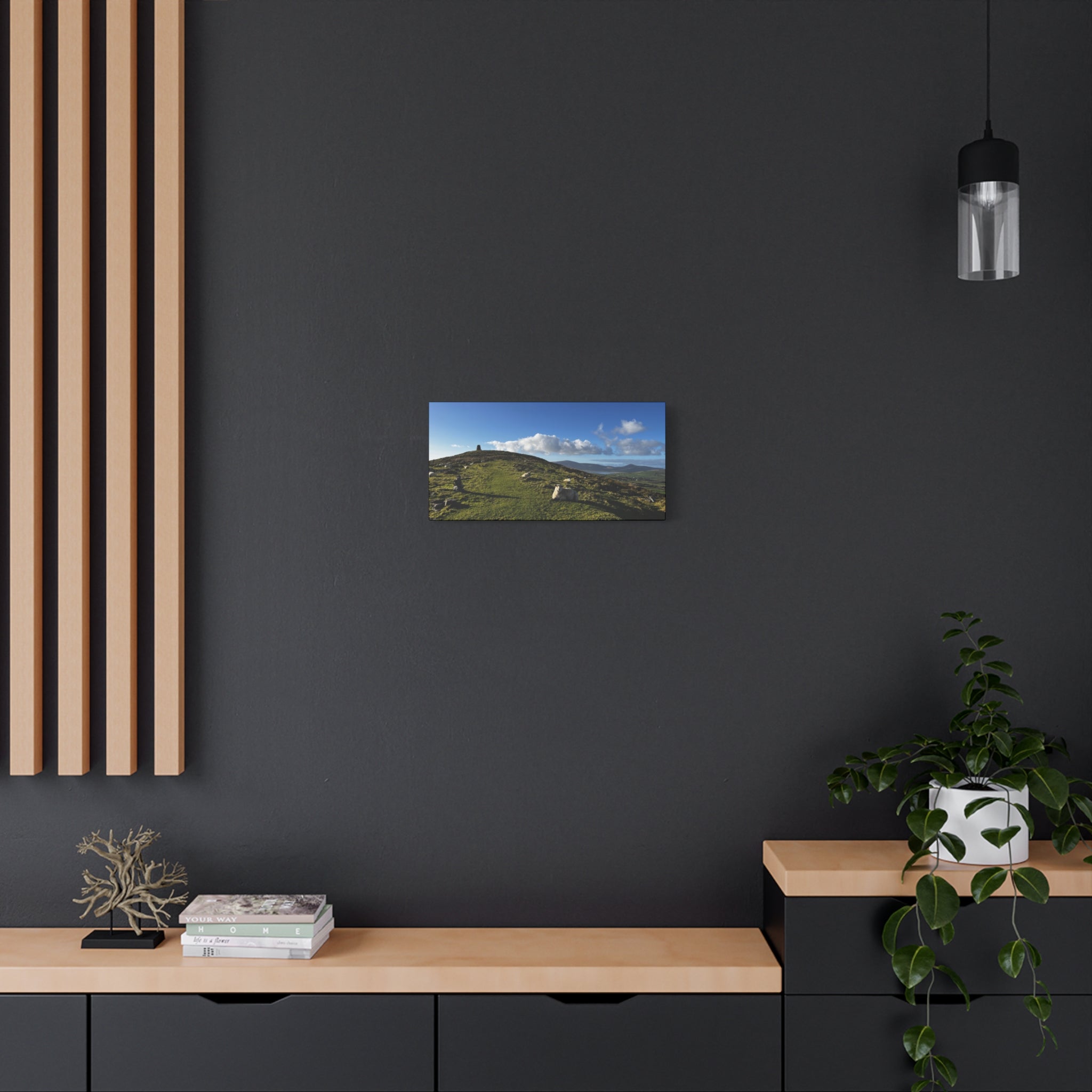 Sheep Lookout Canvas Print – Rolling Green Hills with Blue Sky