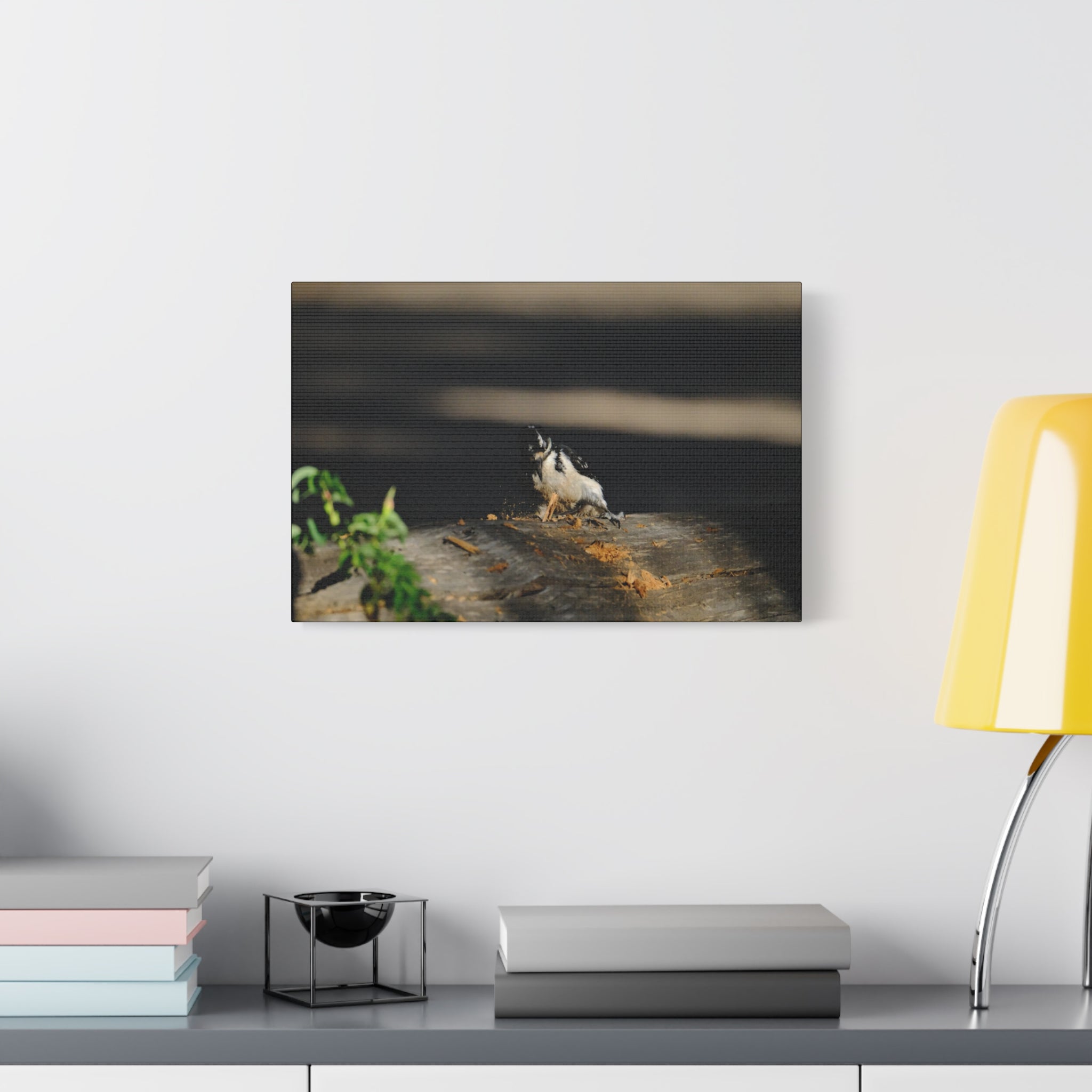 American Three-toed Woodpecker Hard At Work Canvas Wall Art