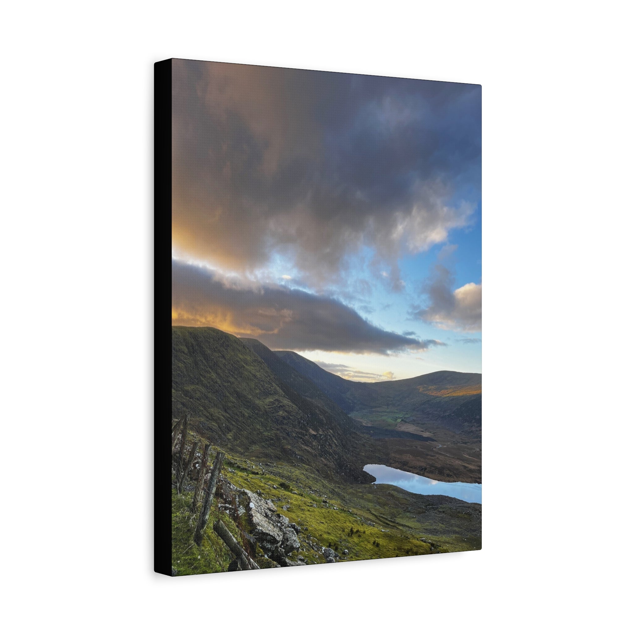 Rocky Irish Hills Canvas – Dramatic Mountain Valley Sunset Wall Art