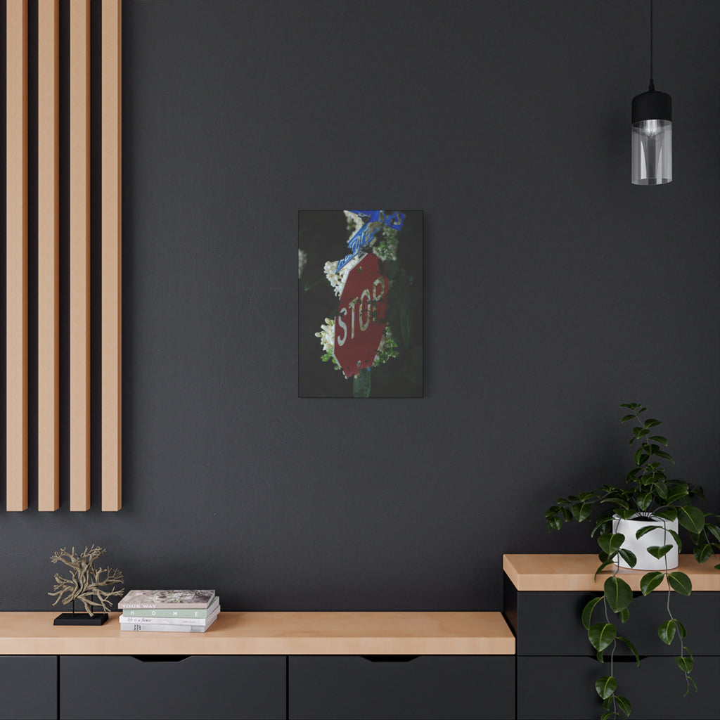 Stop Sign Floral Canvas Print — Matte Stretched Wall Art