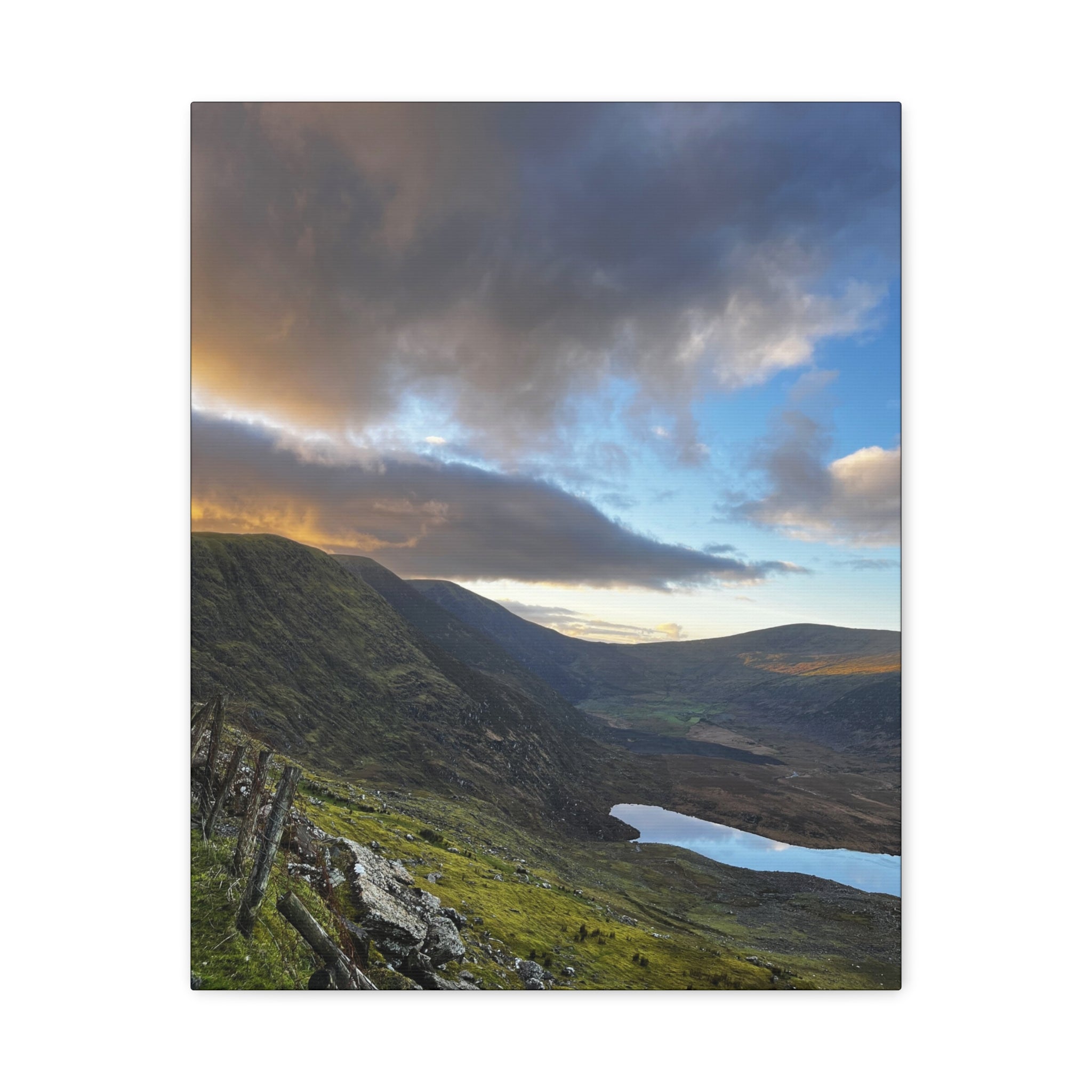 Rocky Irish Hills Canvas – Dramatic Mountain Valley Sunset Wall Art