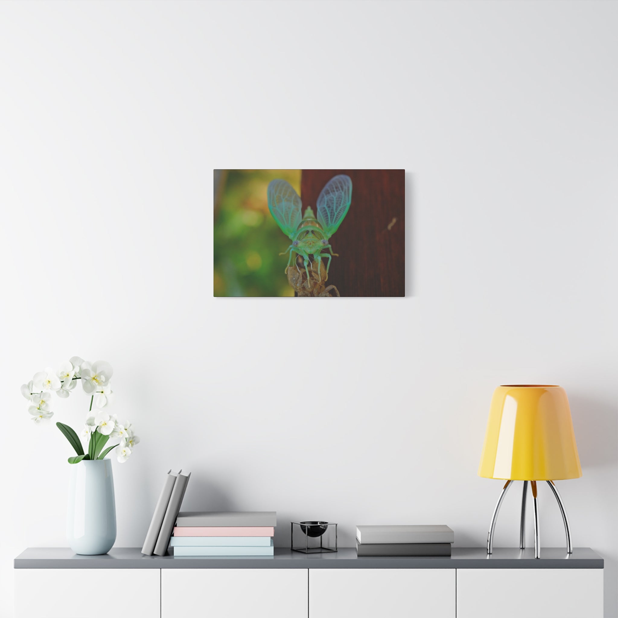 The Cutest Green Cicada Canvas Print - Matte Stretched Wall Art