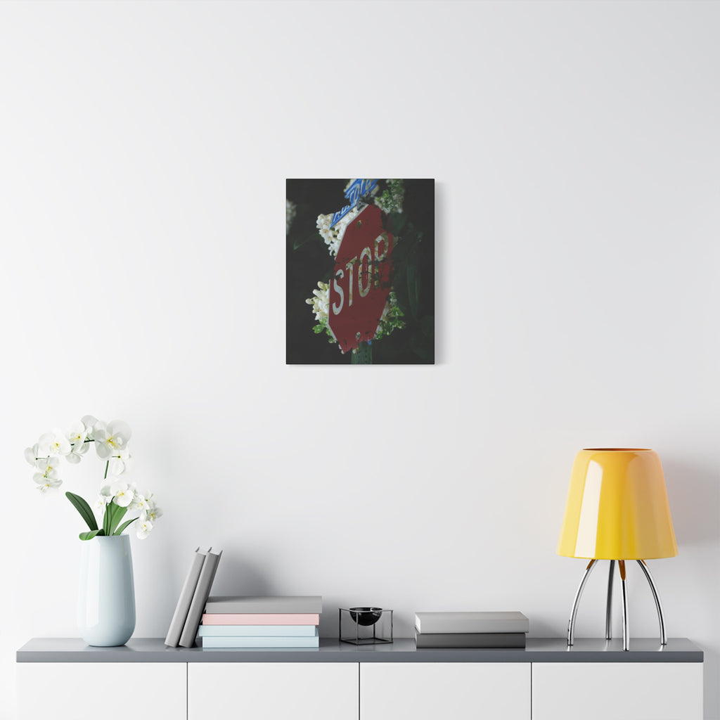 Stop Sign Floral Canvas Print — Matte Stretched Wall Art