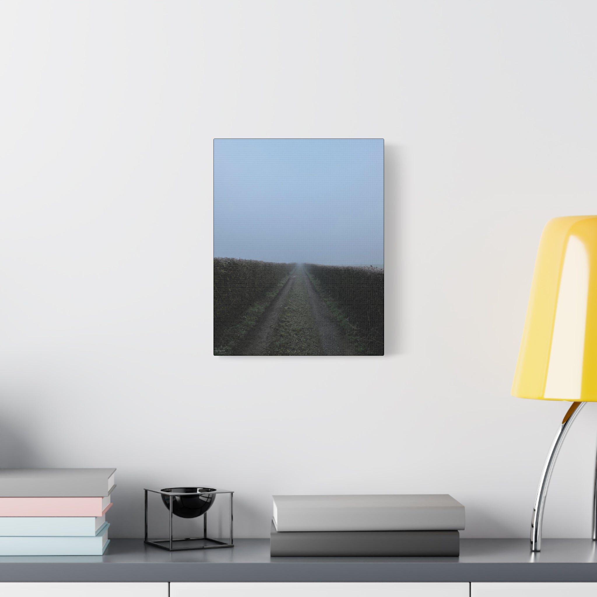 Foggy Country Lane Matte Canvas Wall Art — Stretched 1.25"