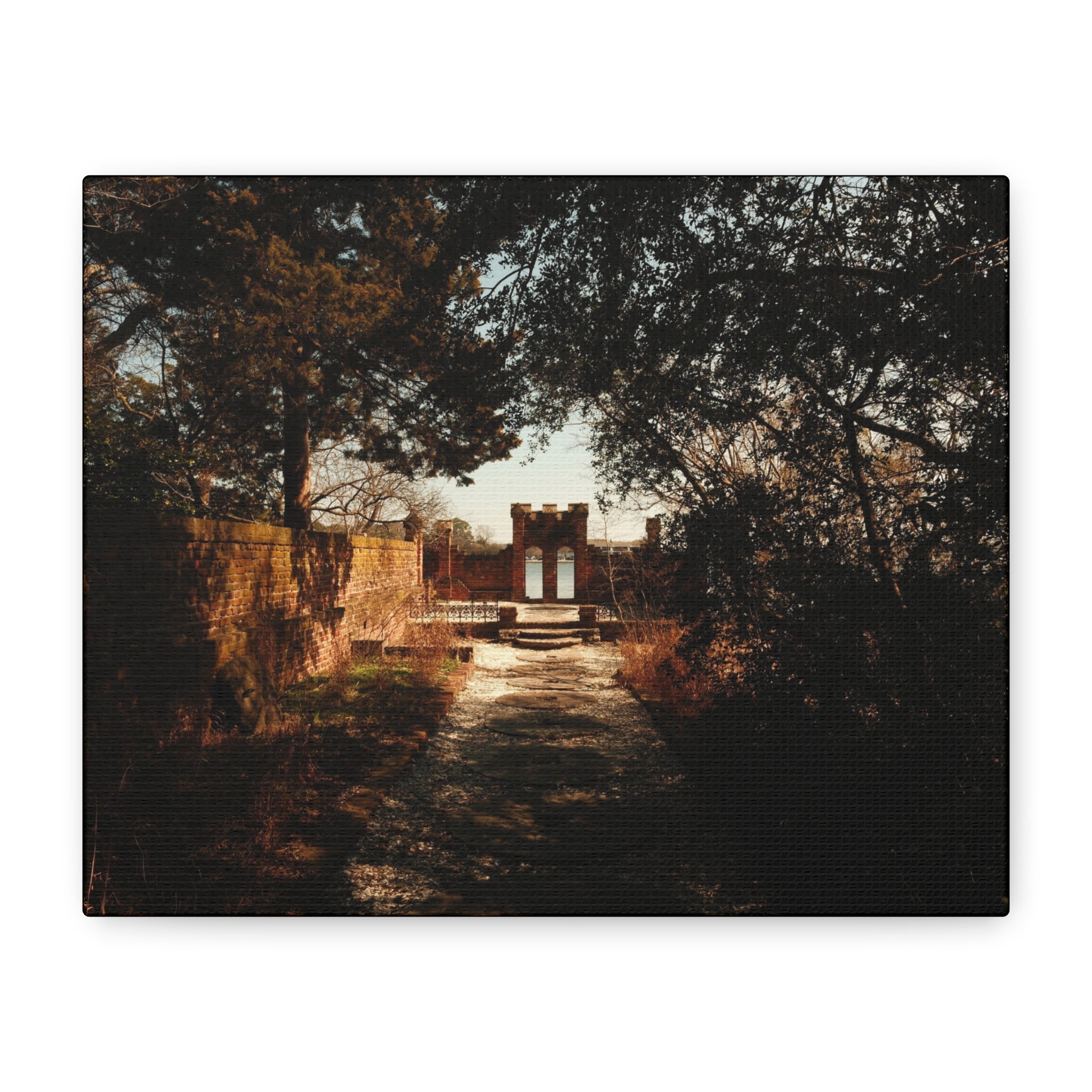Matte Canvas Wall Art - Vintage Garden Pathway Ruins