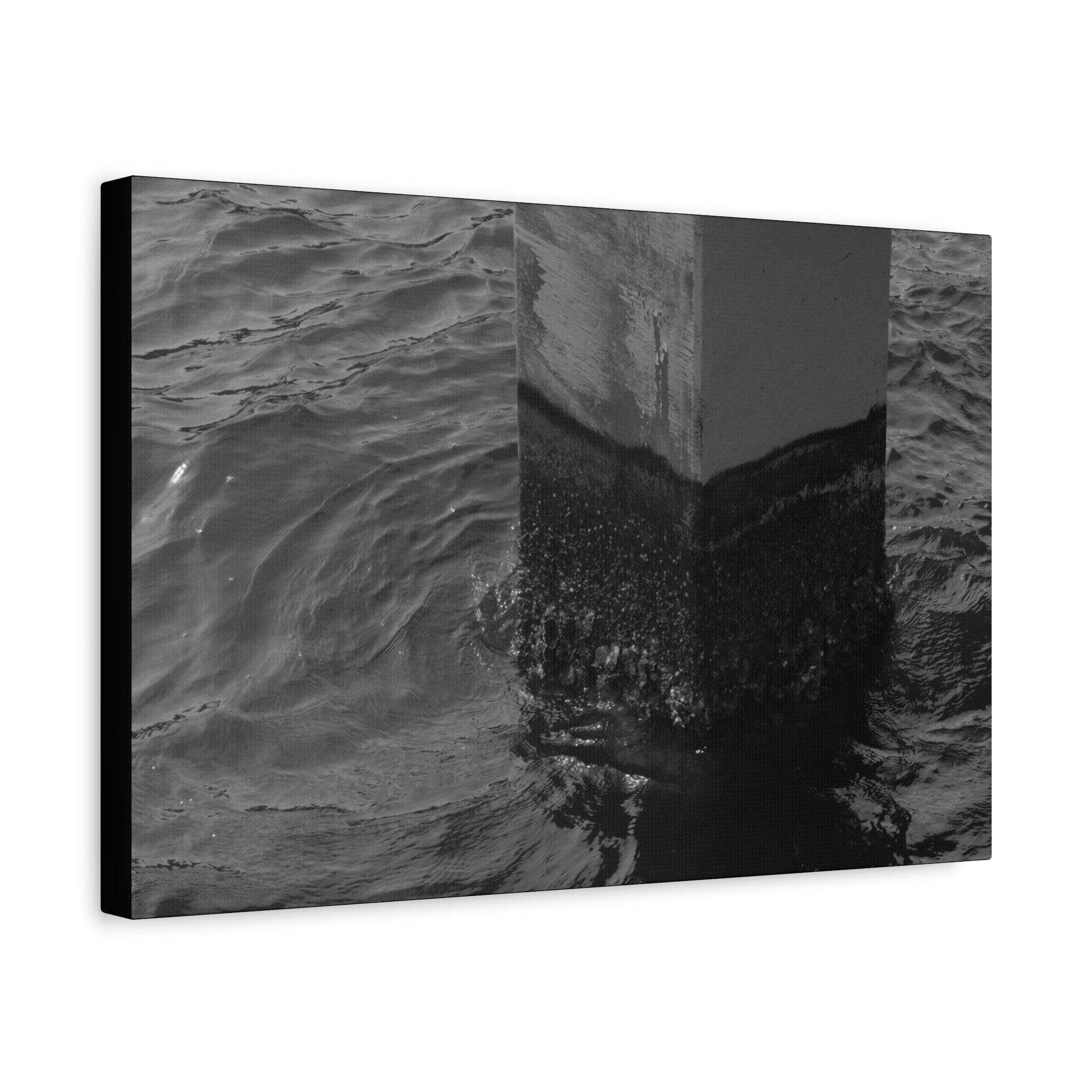 Black & White Pier Pillar Canvas - Matte Stretched Wall Art
