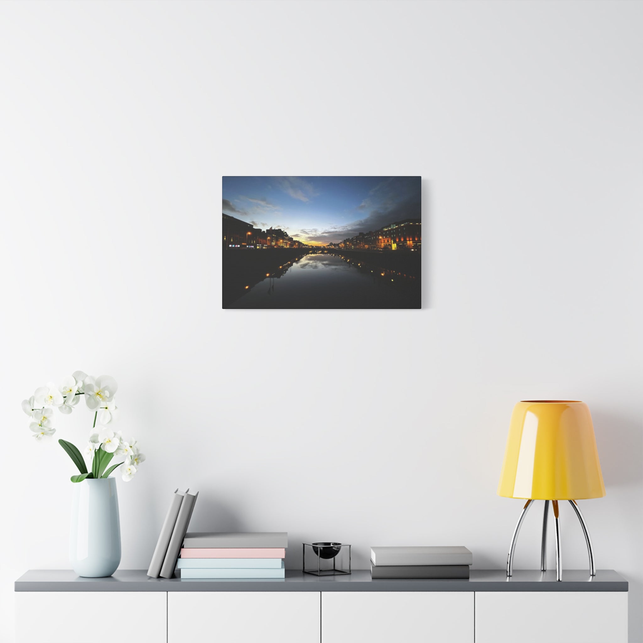 Dublin River Liffey Sunset Matte Canvas Print — Stretched Wall Art