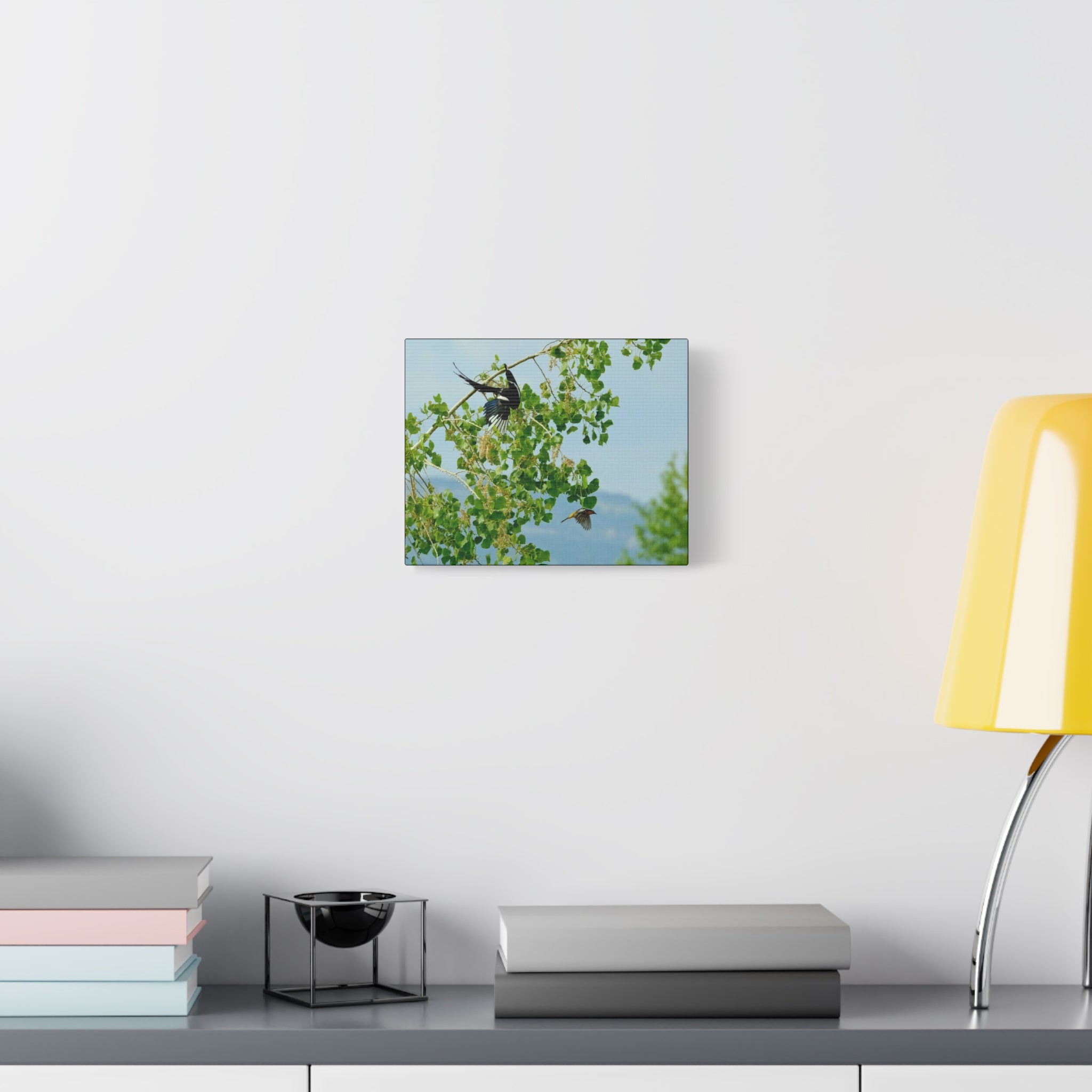 Birds in Flight Matte Canvas Wall Art — Spring Tree Branch Nature Print