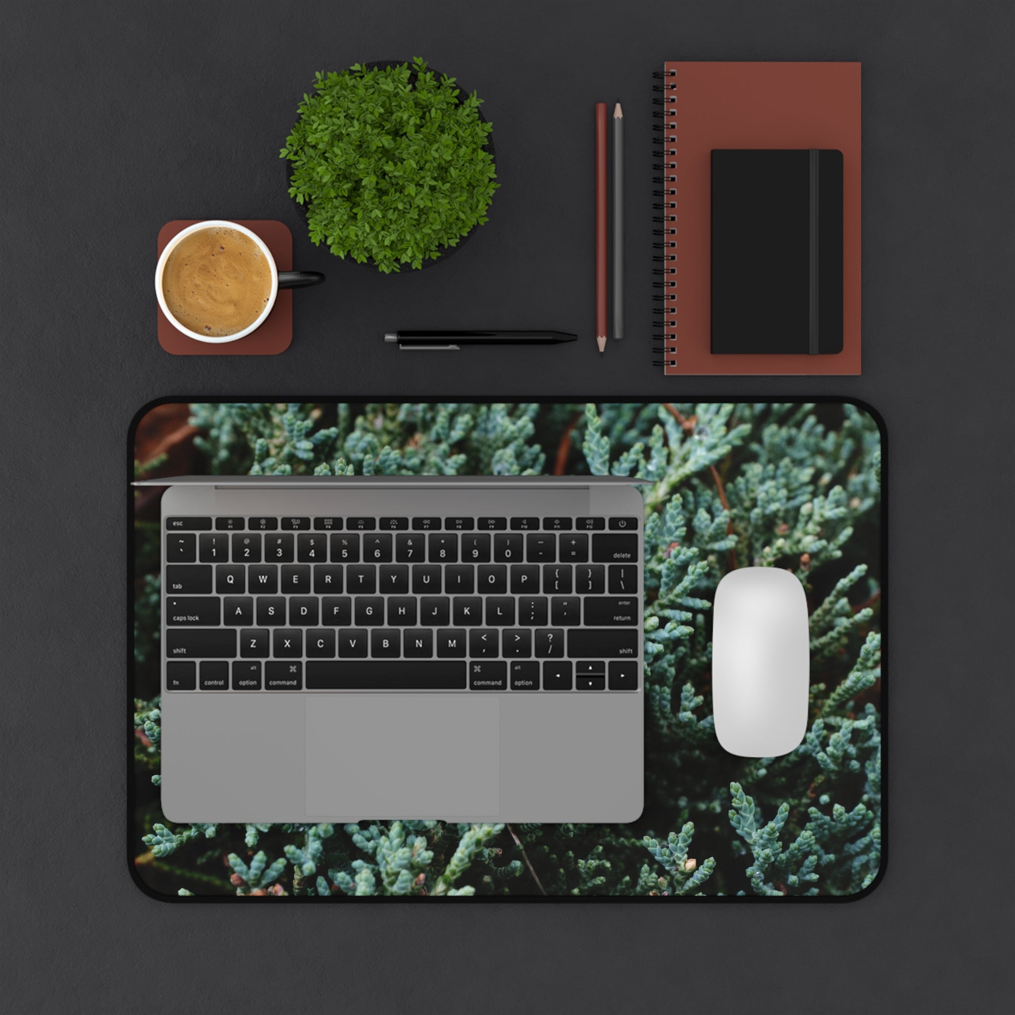 Evergreen Juniper Desk Mat — Forest Green Botanical Mouse Pad