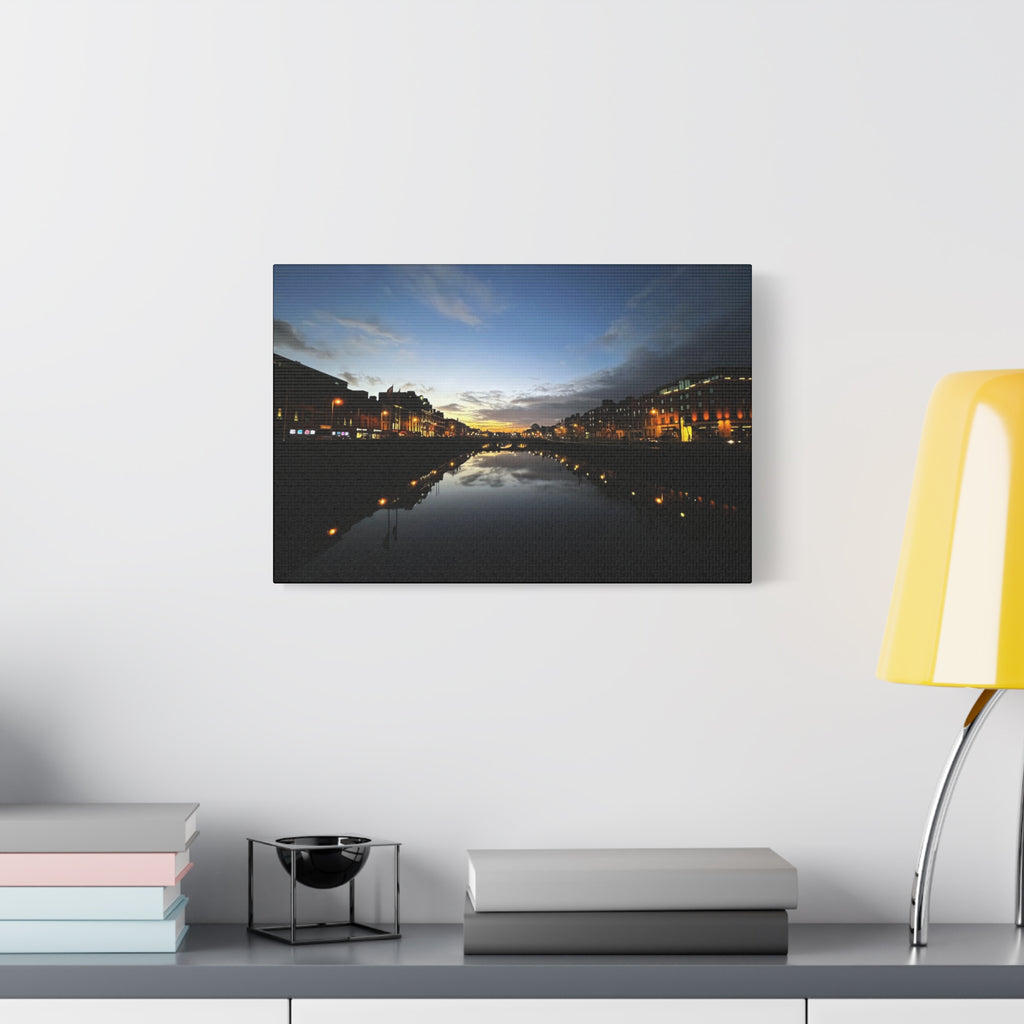 Dublin River Liffey Sunset Matte Canvas Print — Stretched Wall Art