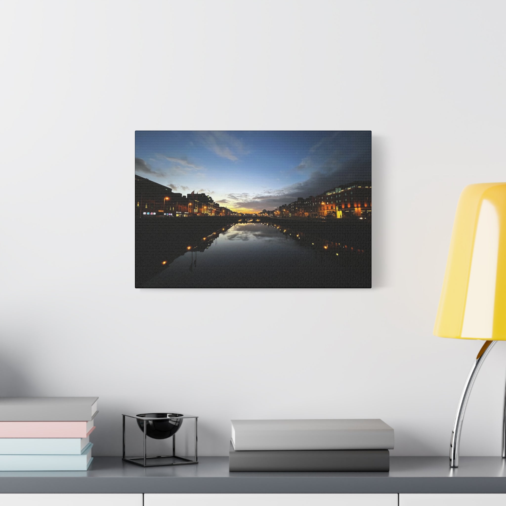 Dublin River Liffey Sunset Matte Canvas Print — Stretched Wall Art