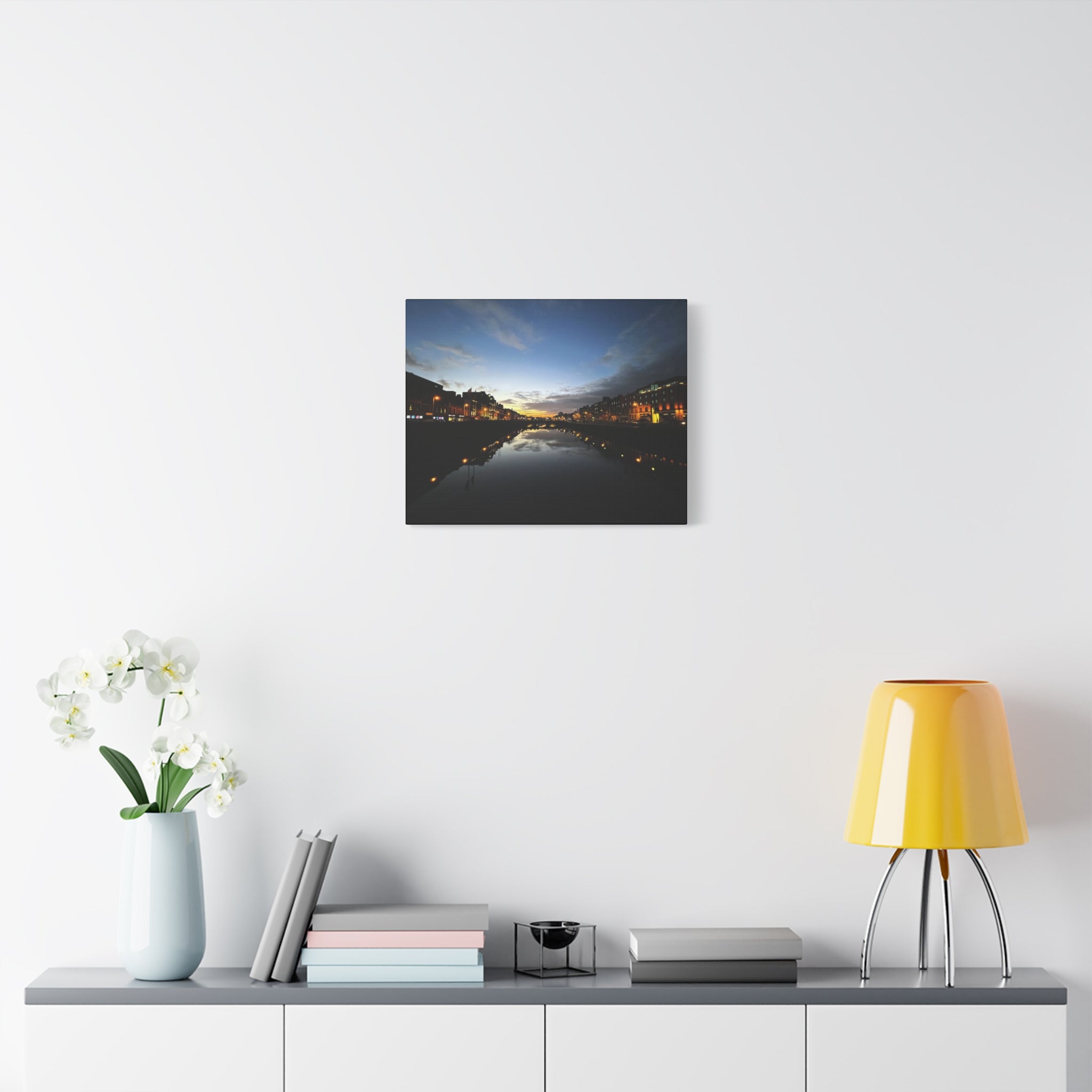Dublin River Liffey Sunset Matte Canvas Print — Stretched Wall Art