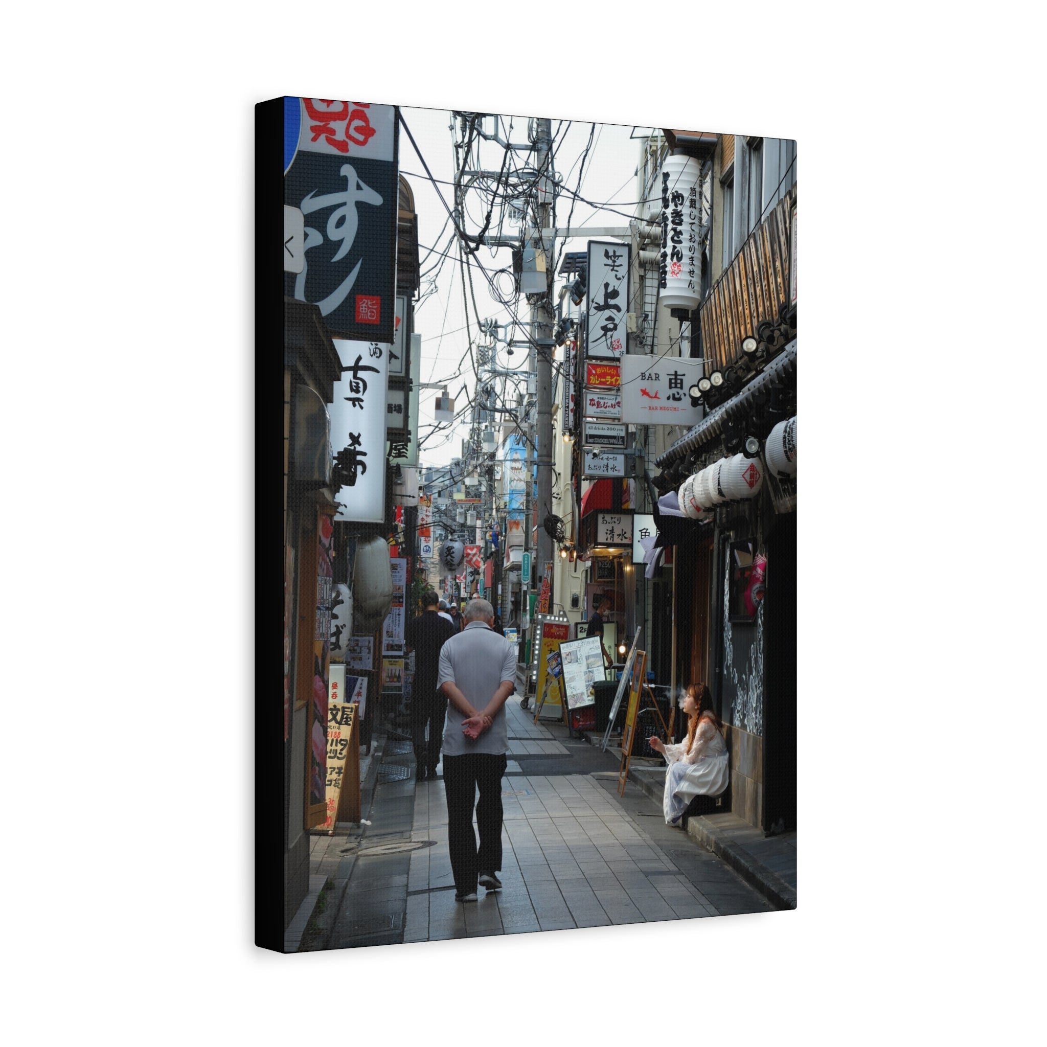 Osaka Alley Street Scene Matte Canvas – Stretched Urban Japan Wall Art