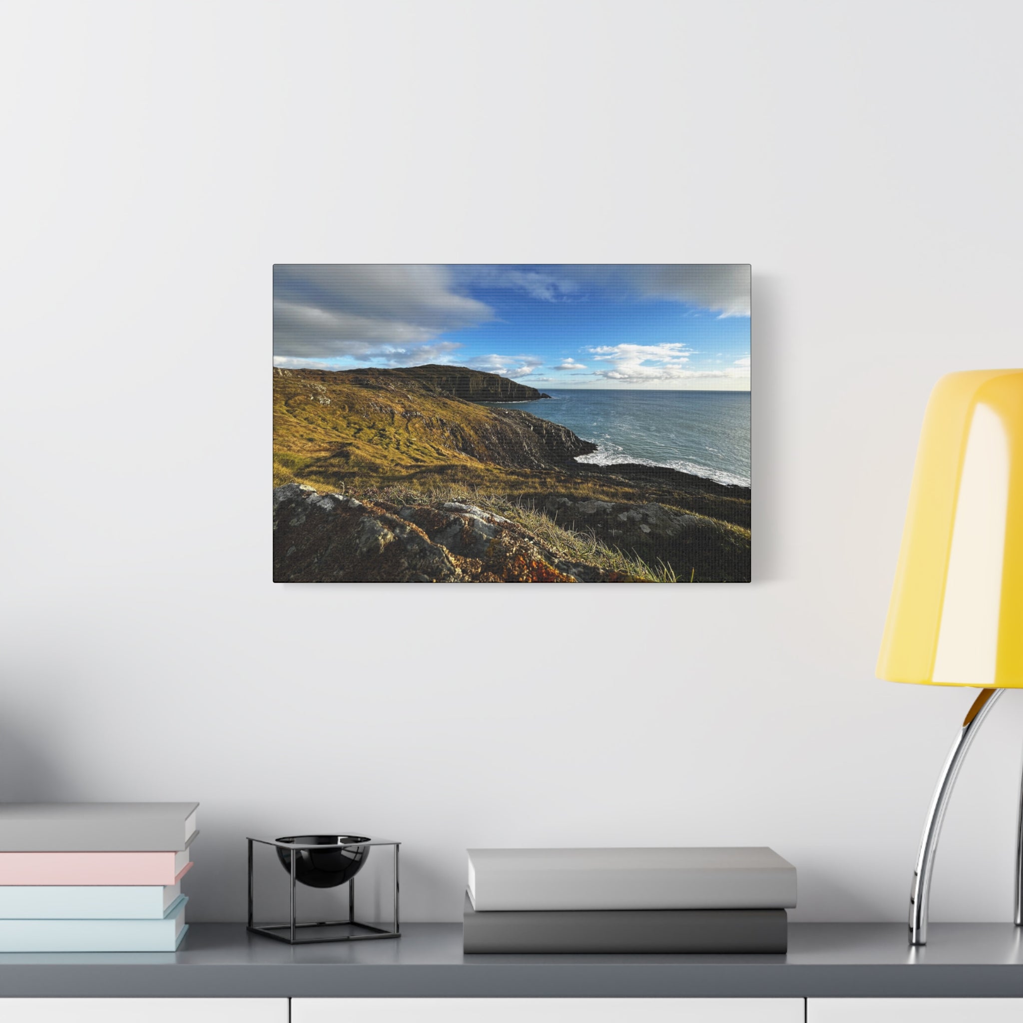 Emerald Isle Coastal Cliff Canvas Print – Seaside Landscape Matte Stretched Wall Art