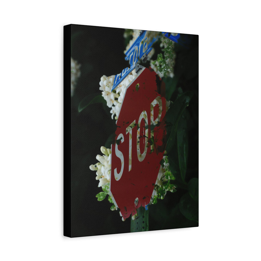 Stop Sign Floral Canvas Print — Matte Stretched Wall Art
