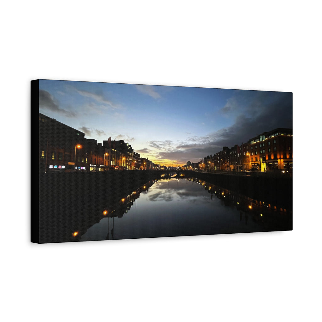 Dublin River Liffey Sunset Matte Canvas Print — Stretched Wall Art