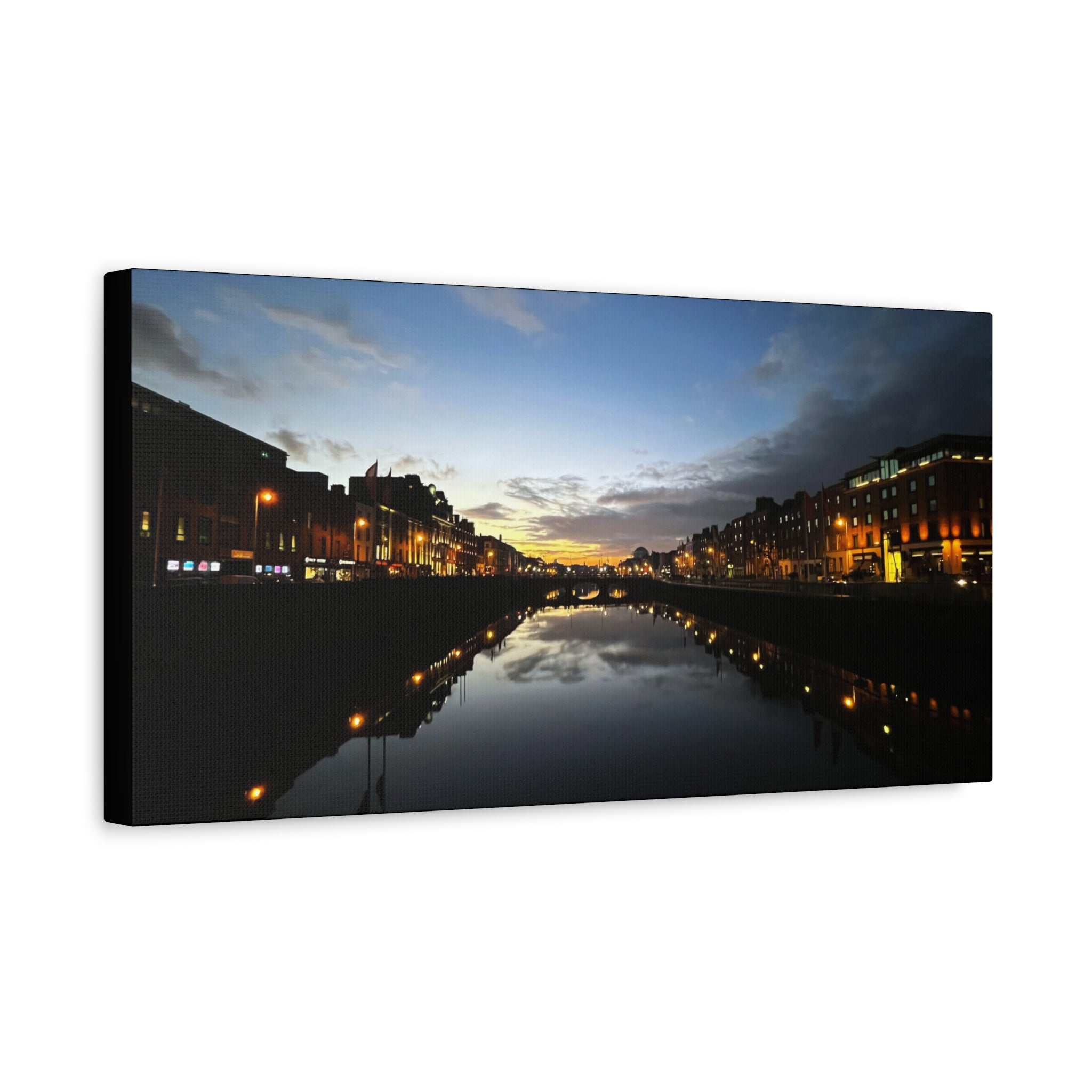 Dublin River Liffey Sunset Matte Canvas Print — Stretched Wall Art