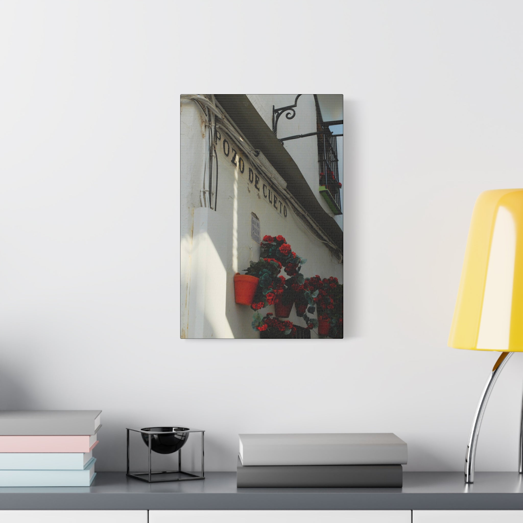 Spanish Street Flowers Canvas Print — 'Pozo de Cueto' Wall Art