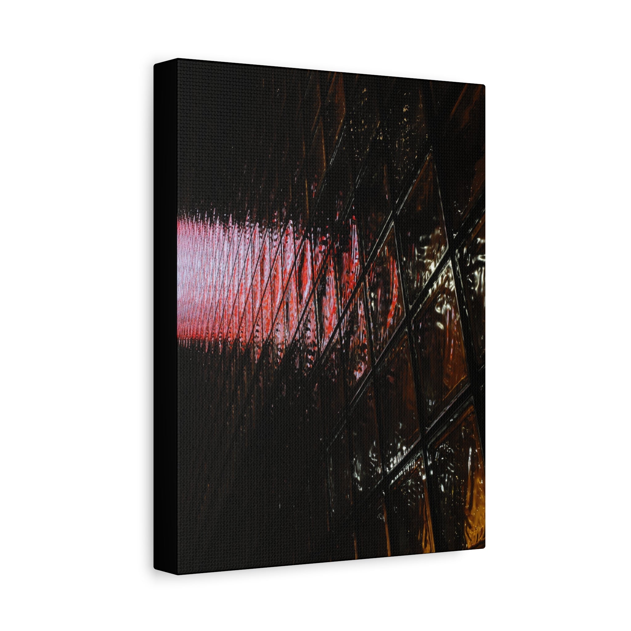 Abstract Reflection Matte Canvas Wall Art — Pink Neon Grid