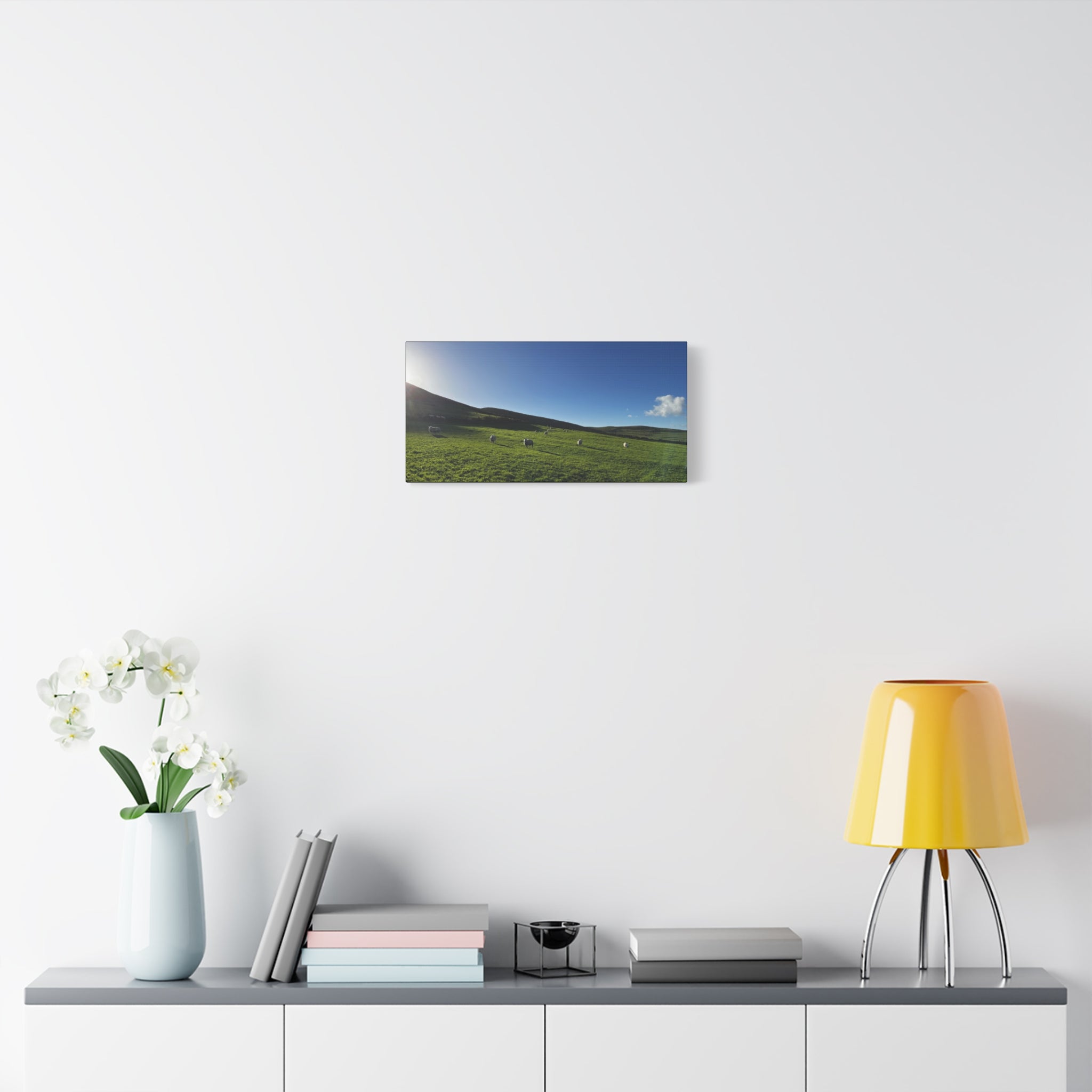 Irish sheep Pasture Canvas Print — Sheep Landscape Matte Stretched Wall Art