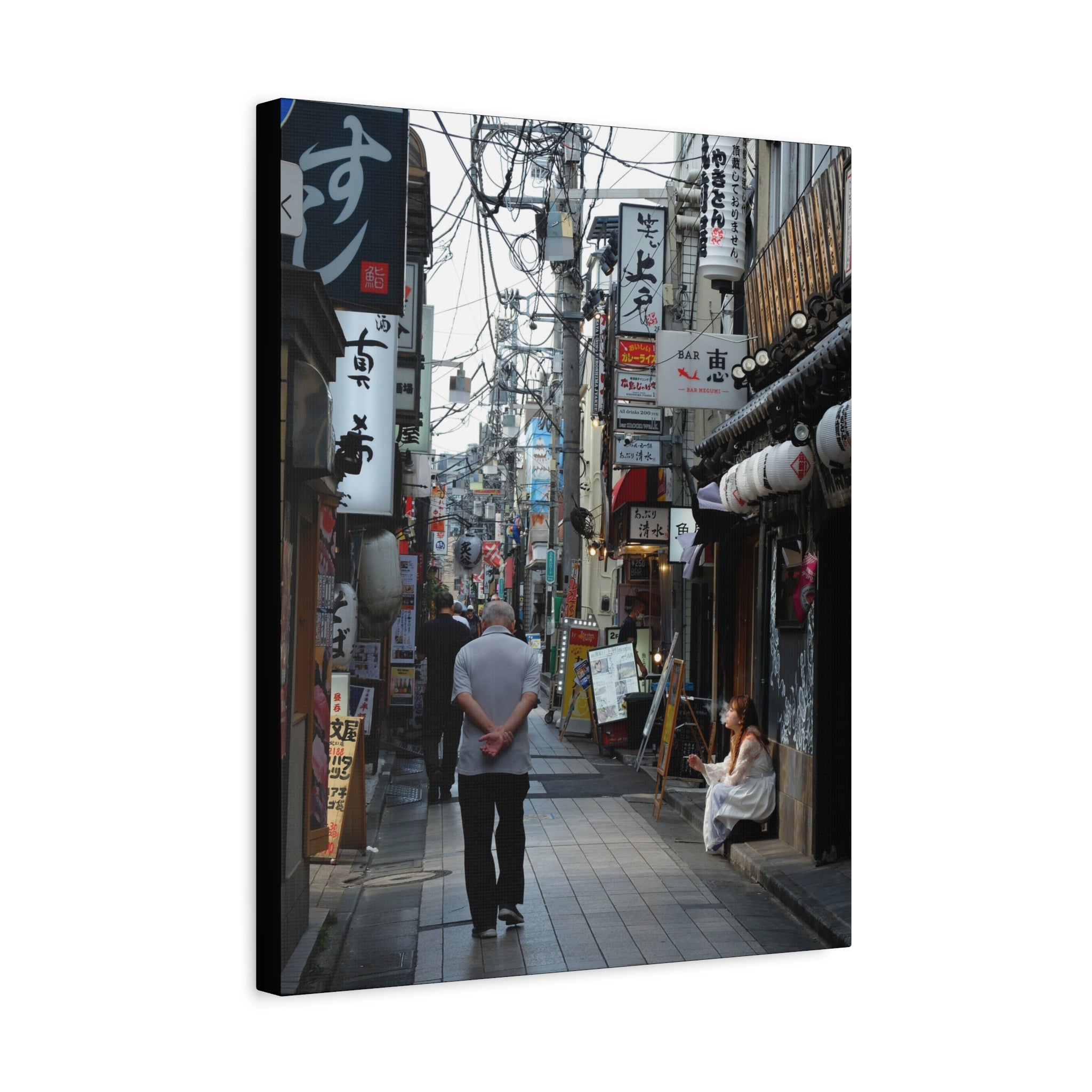 Osaka Alley Street Scene Matte Canvas – Stretched Urban Japan Wall Art