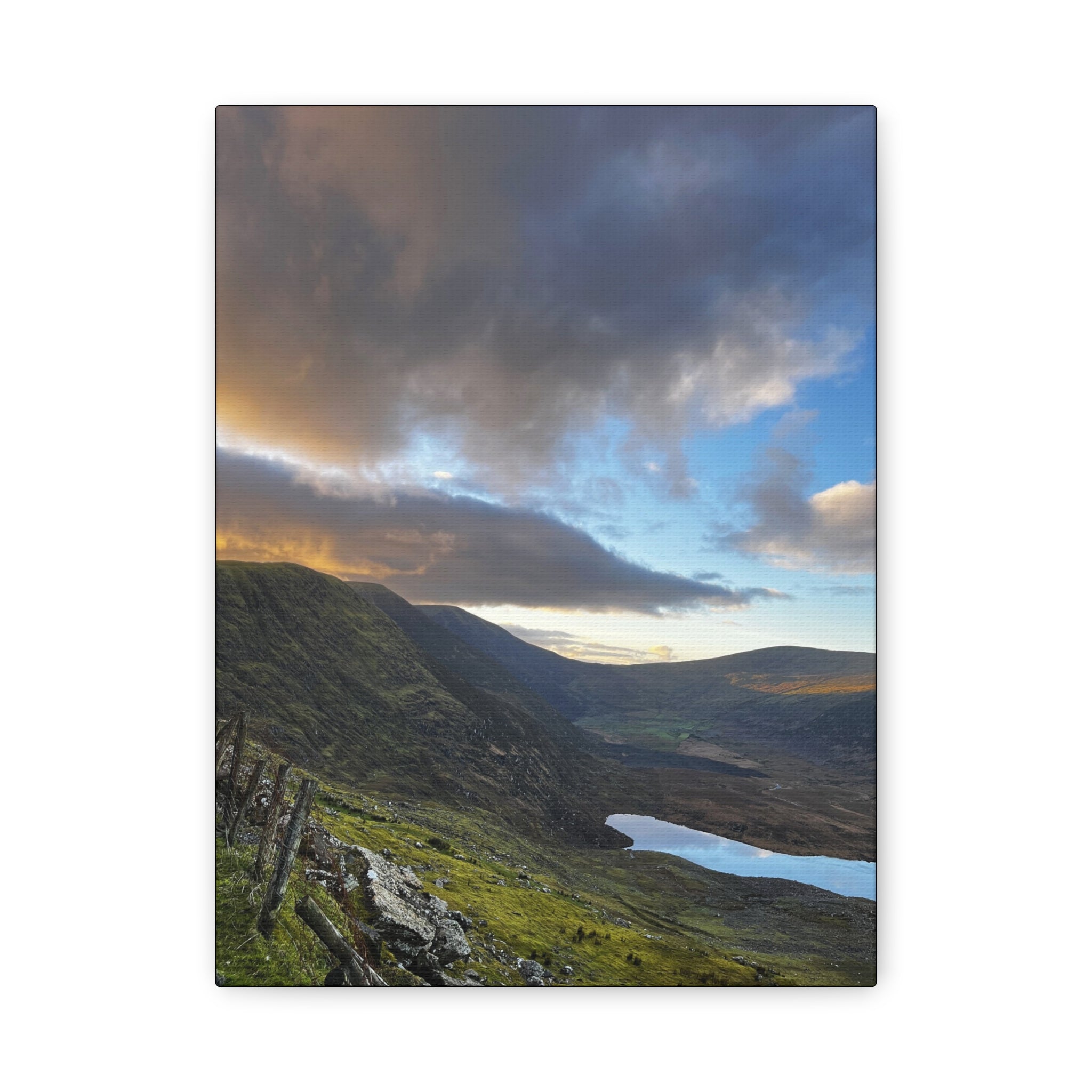 Rocky Irish Hills Canvas – Dramatic Mountain Valley Sunset Wall Art
