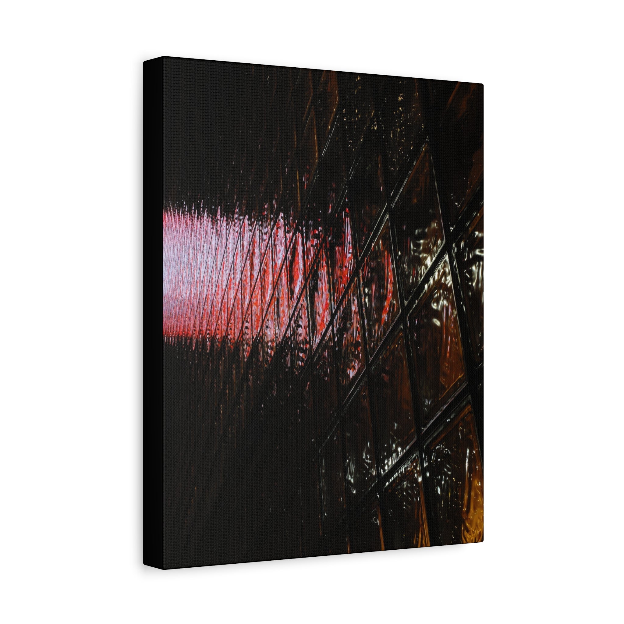Abstract Reflection Matte Canvas Wall Art — Pink Neon Grid