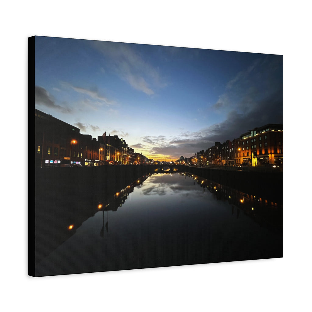 Dublin River Liffey Sunset Matte Canvas Print — Stretched Wall Art