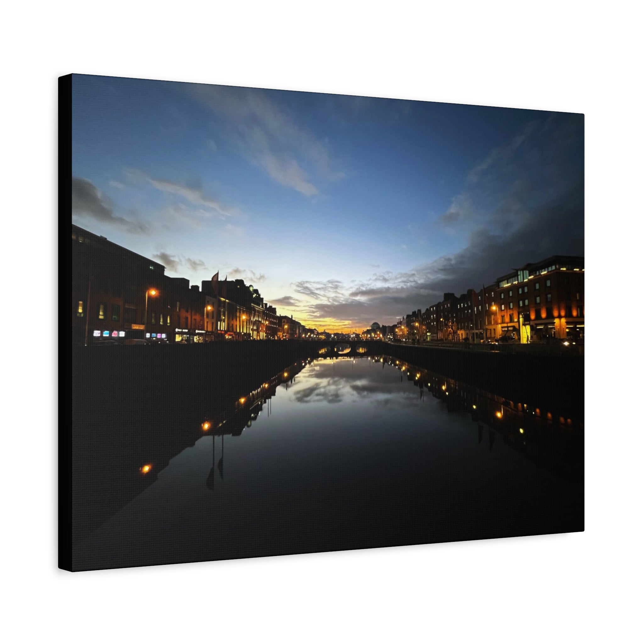 Dublin River Liffey Sunset Matte Canvas Print — Stretched Wall Art