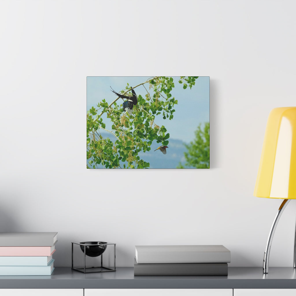 Birds in Flight Matte Canvas Wall Art — Spring Tree Branch Nature Print