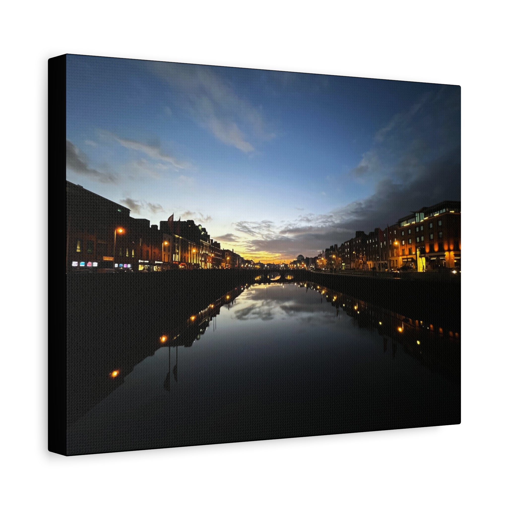 Dublin River Liffey Sunset Matte Canvas Print — Stretched Wall Art